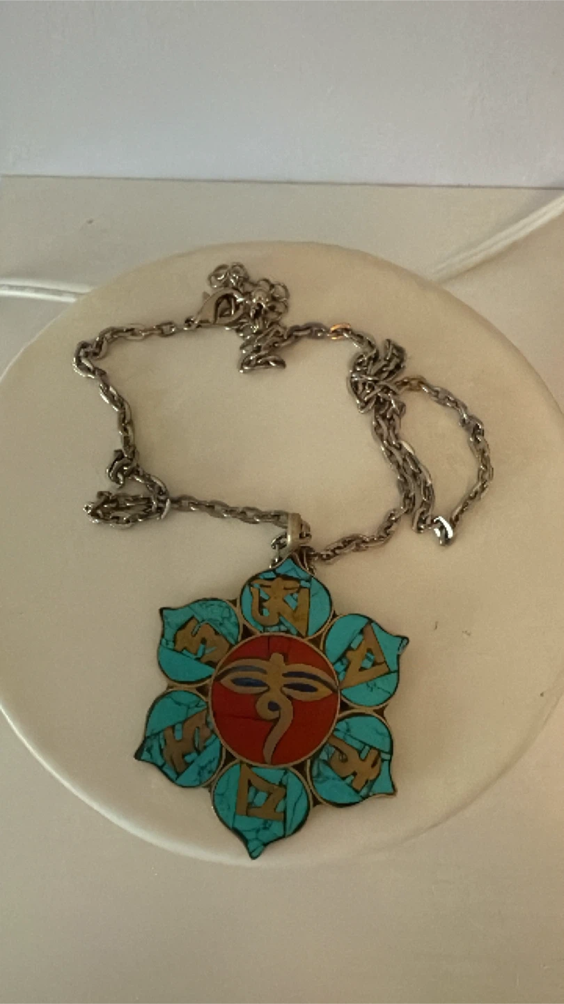 Sterling silver Turquoise Flower Pendant Necklace - photo 2
