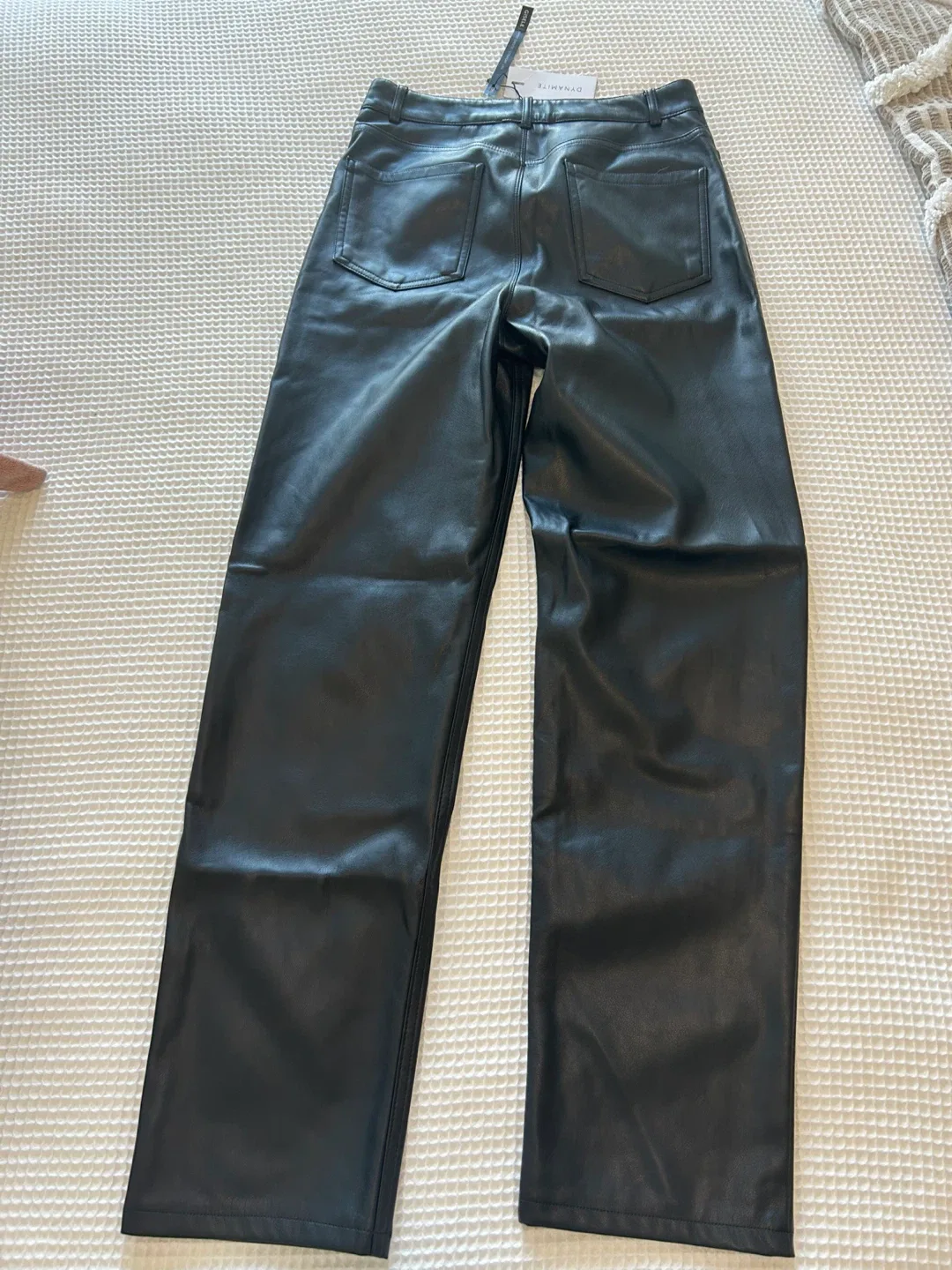 New dynamite Gisele straight leg faux leather pants: sky captain image indicator(8)
