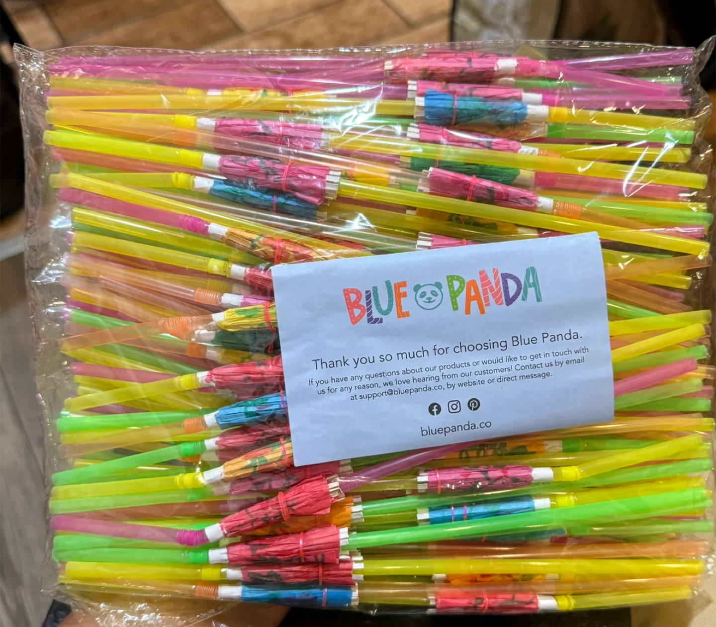 Blue Panda Cocktail Parasol Picks & Straws