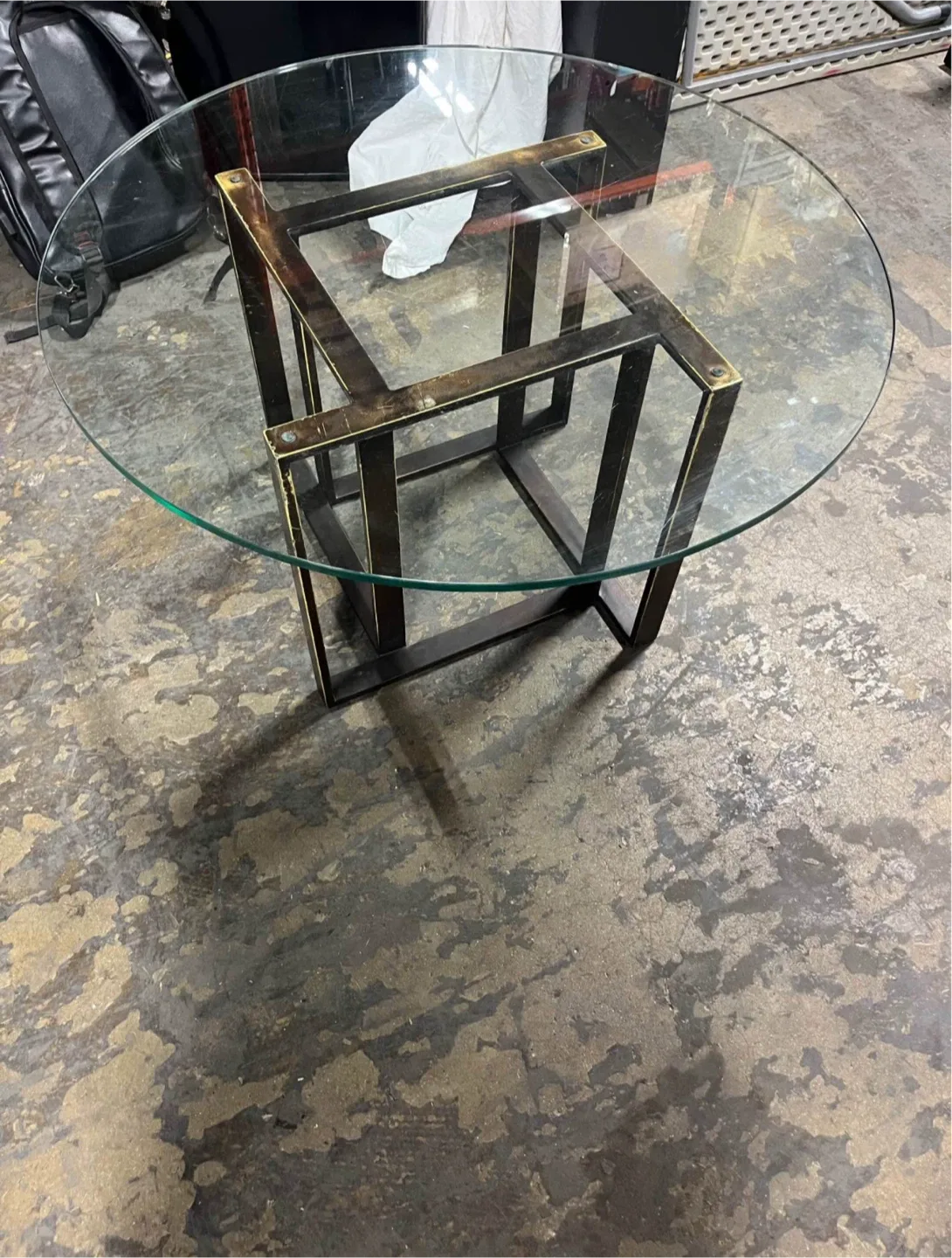 Round Glass coffee tables.