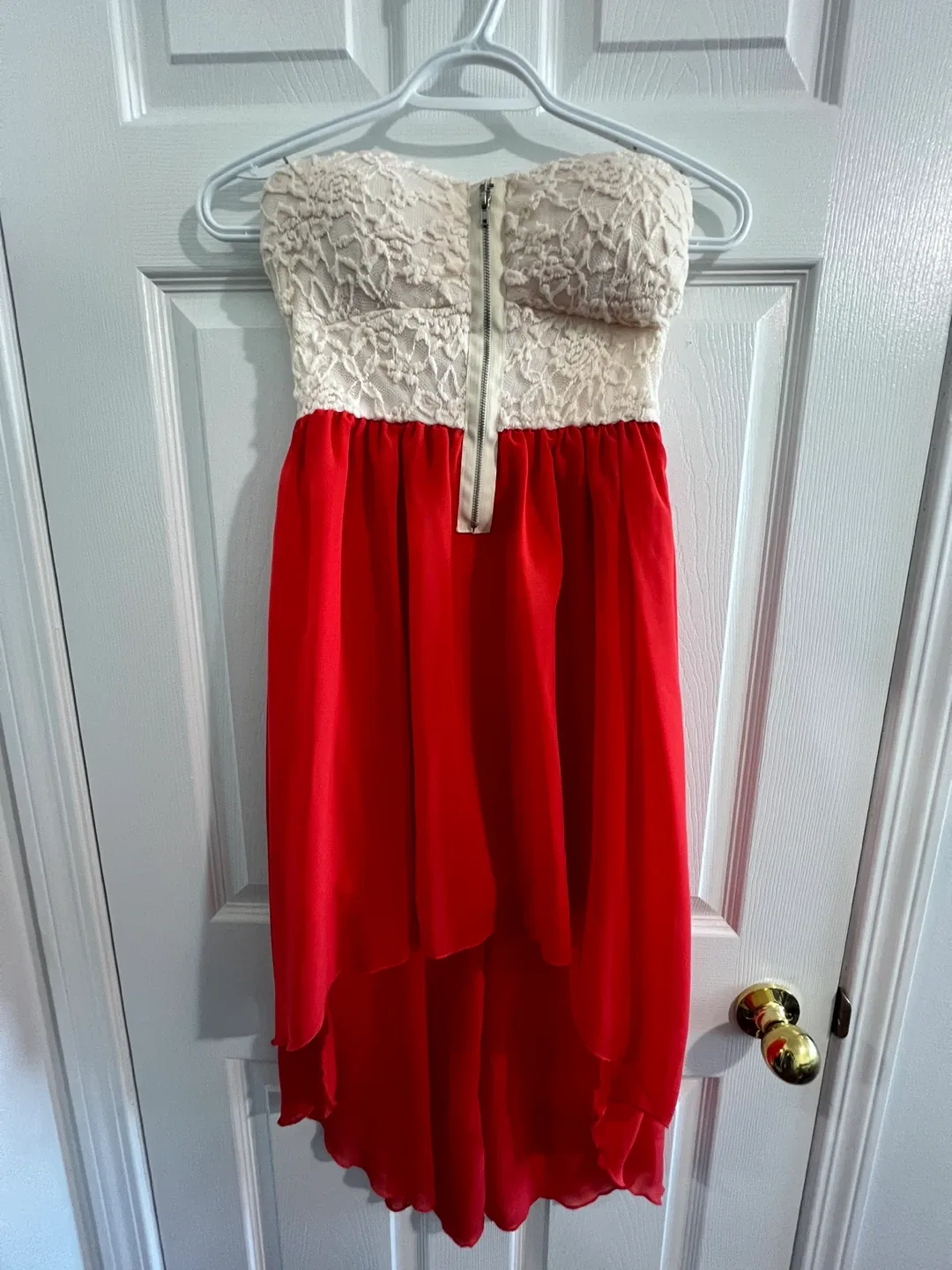 Red & Cream Strapless Dress thumbnail