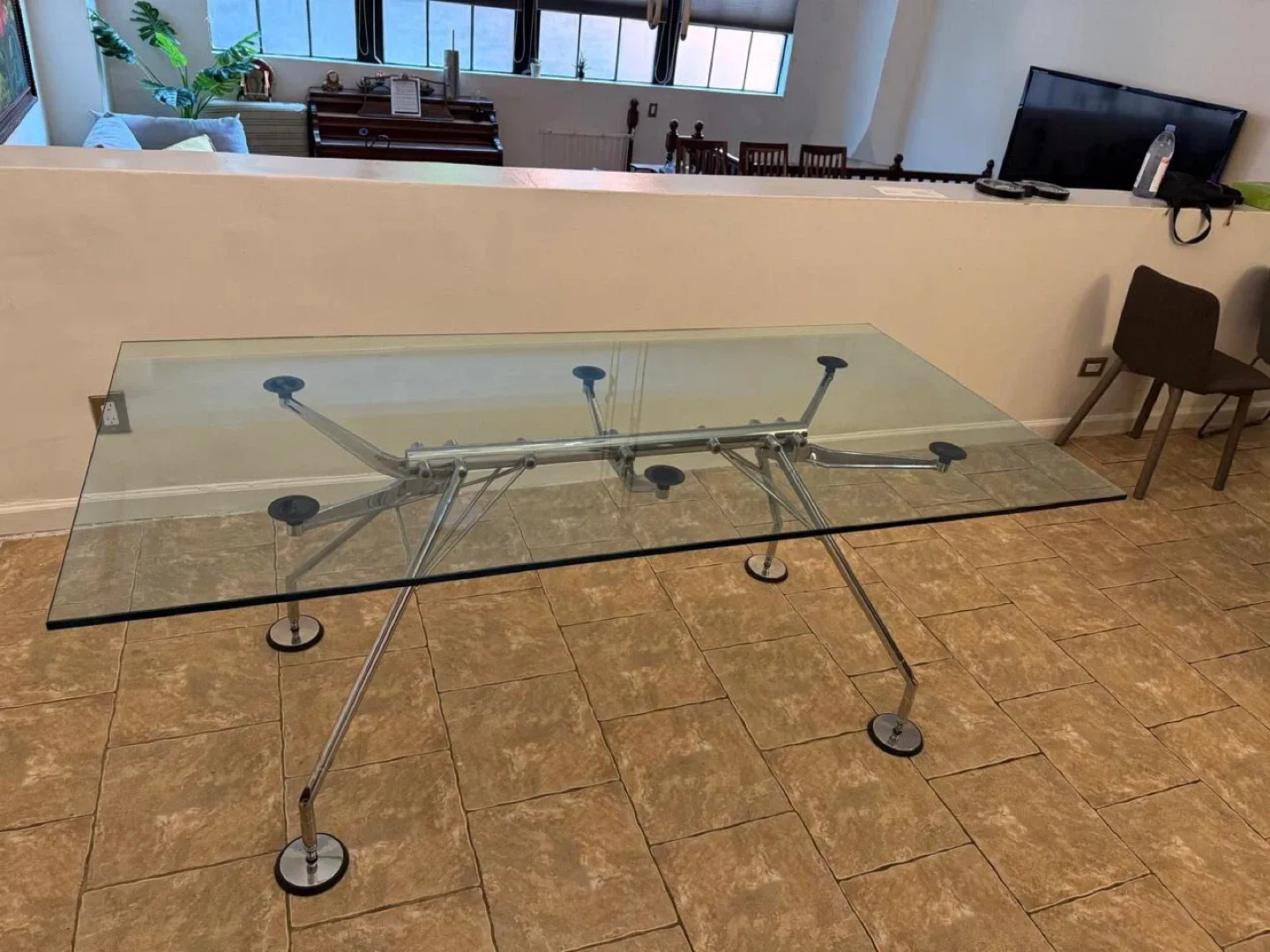 Glass Top Dining Table with Chrome Legs