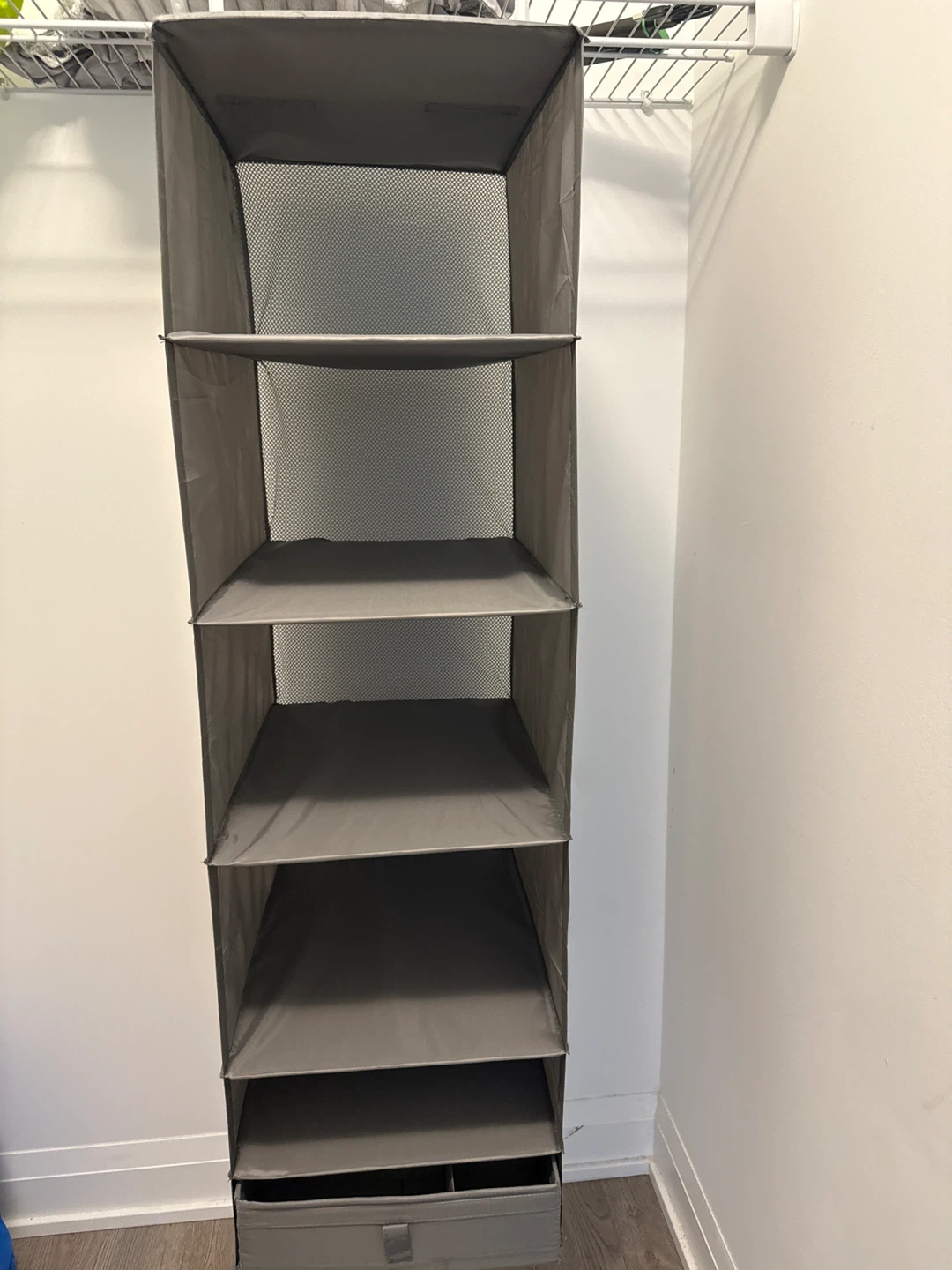 Grey Hanging Closet Organizer + 1 free Skubb box