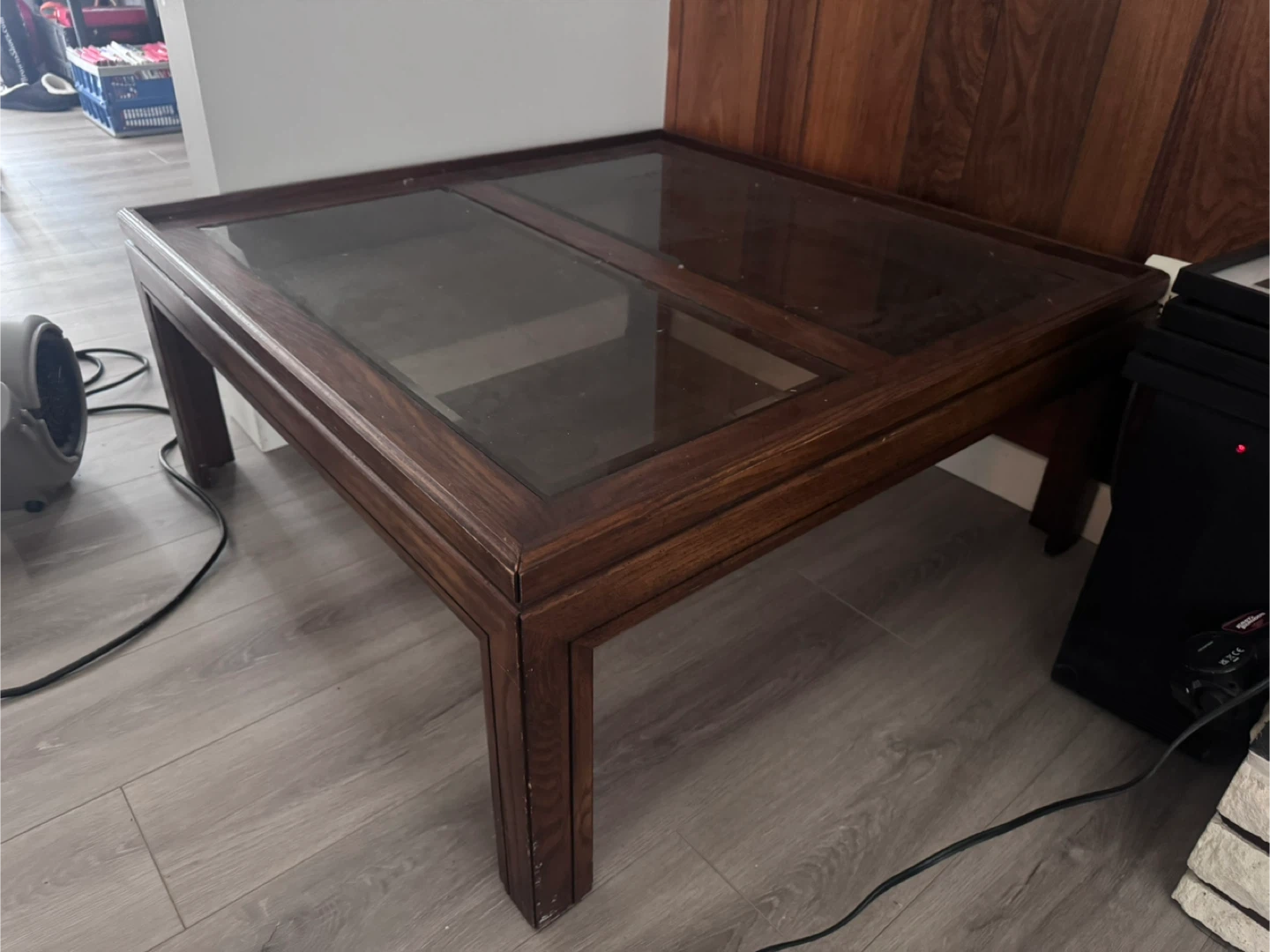 Glass Top Dark Wood End Table