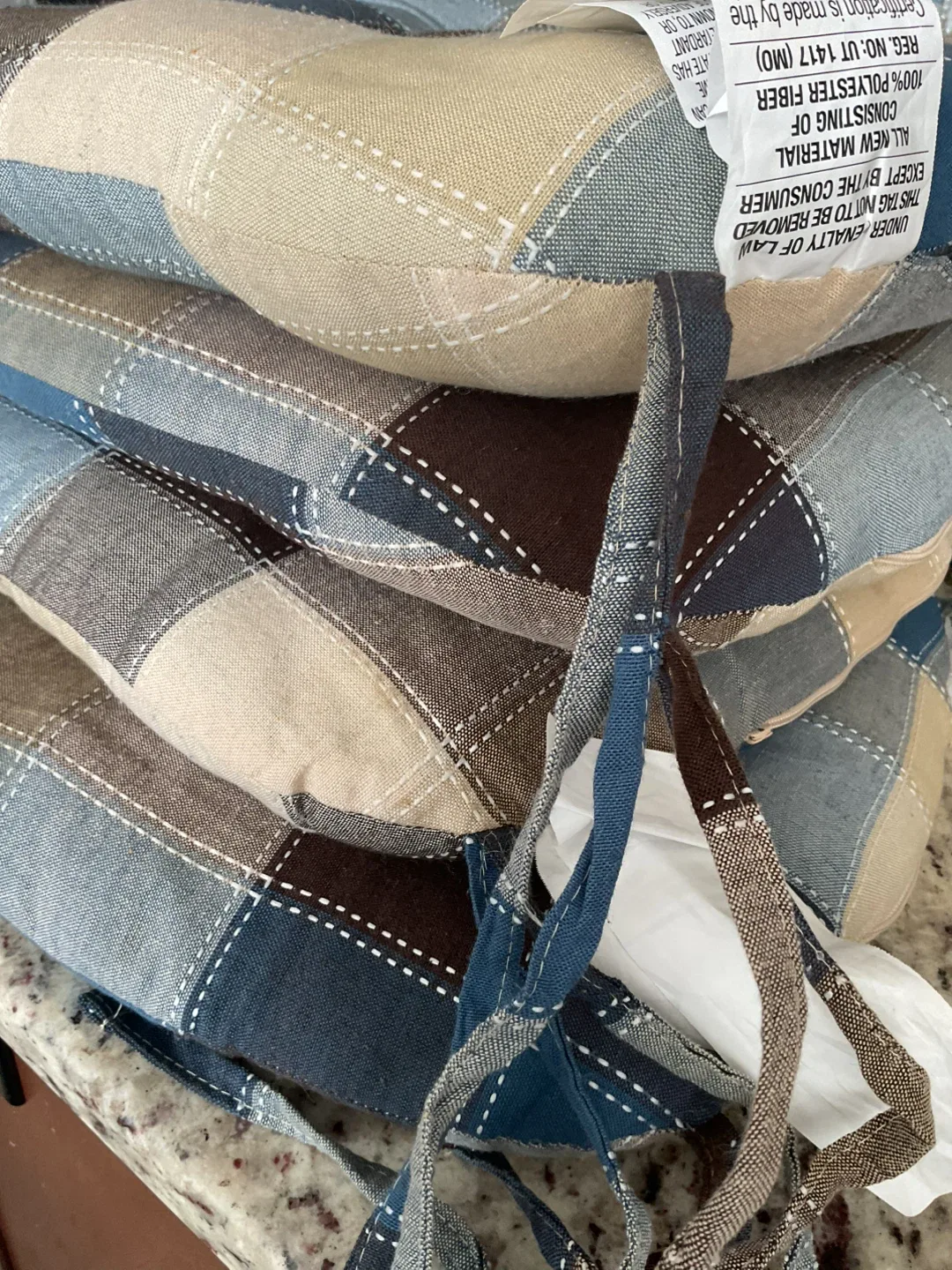 Set of 4 Plaid Chair Cushions thumbnail