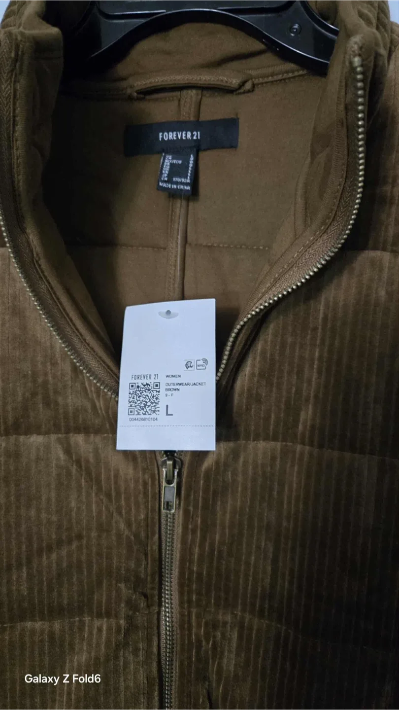 Forever 21 Corduroy Puffer Jacket - Size L image indicator(2)