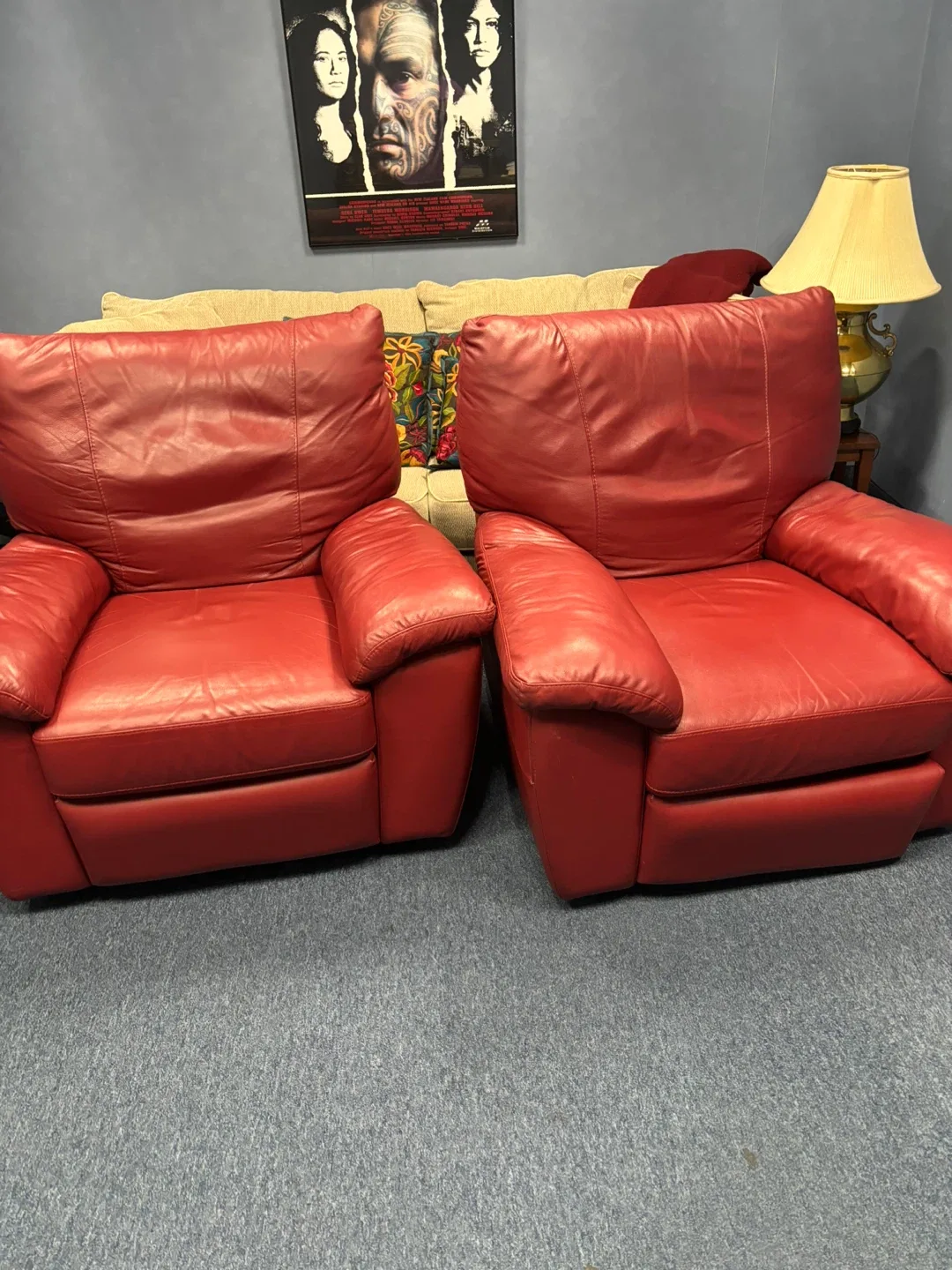 Red Leather Recliner Chair set of 2 image indicator(2)