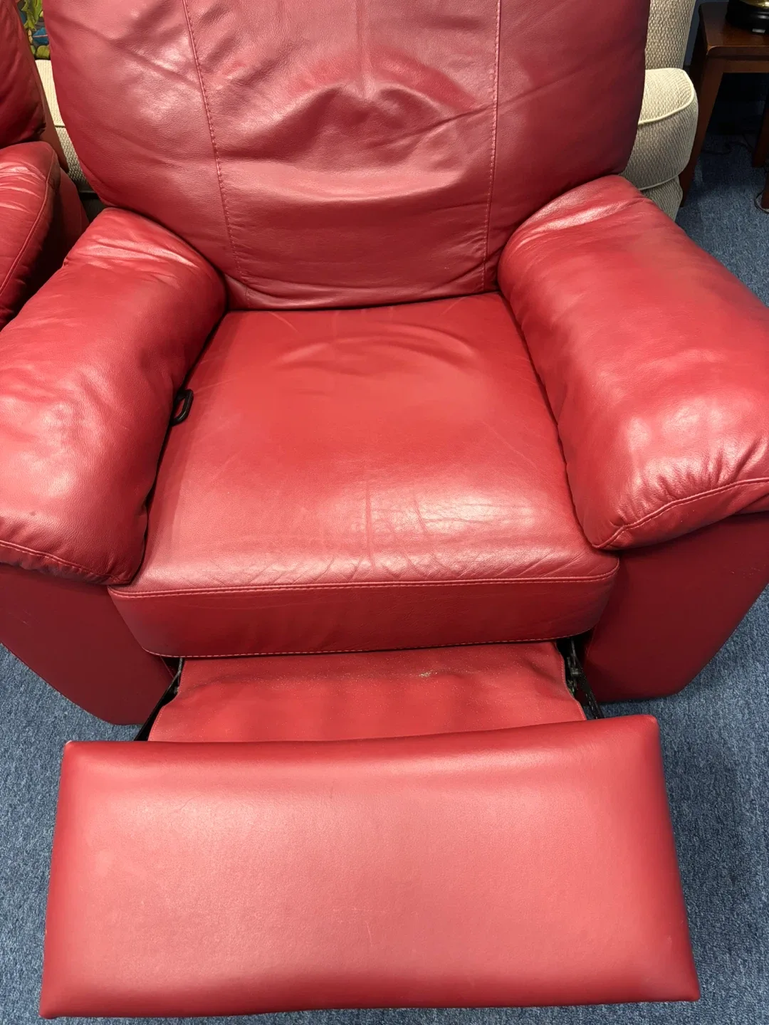 Red Leather Recliner Chair set of 2 image indicator(5)