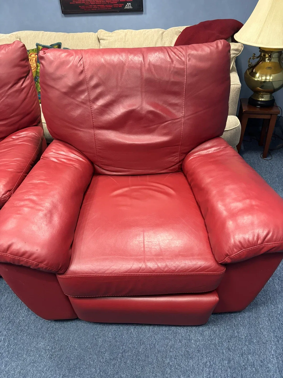 Red Leather Recliner Chair set of 2 image indicator(8)