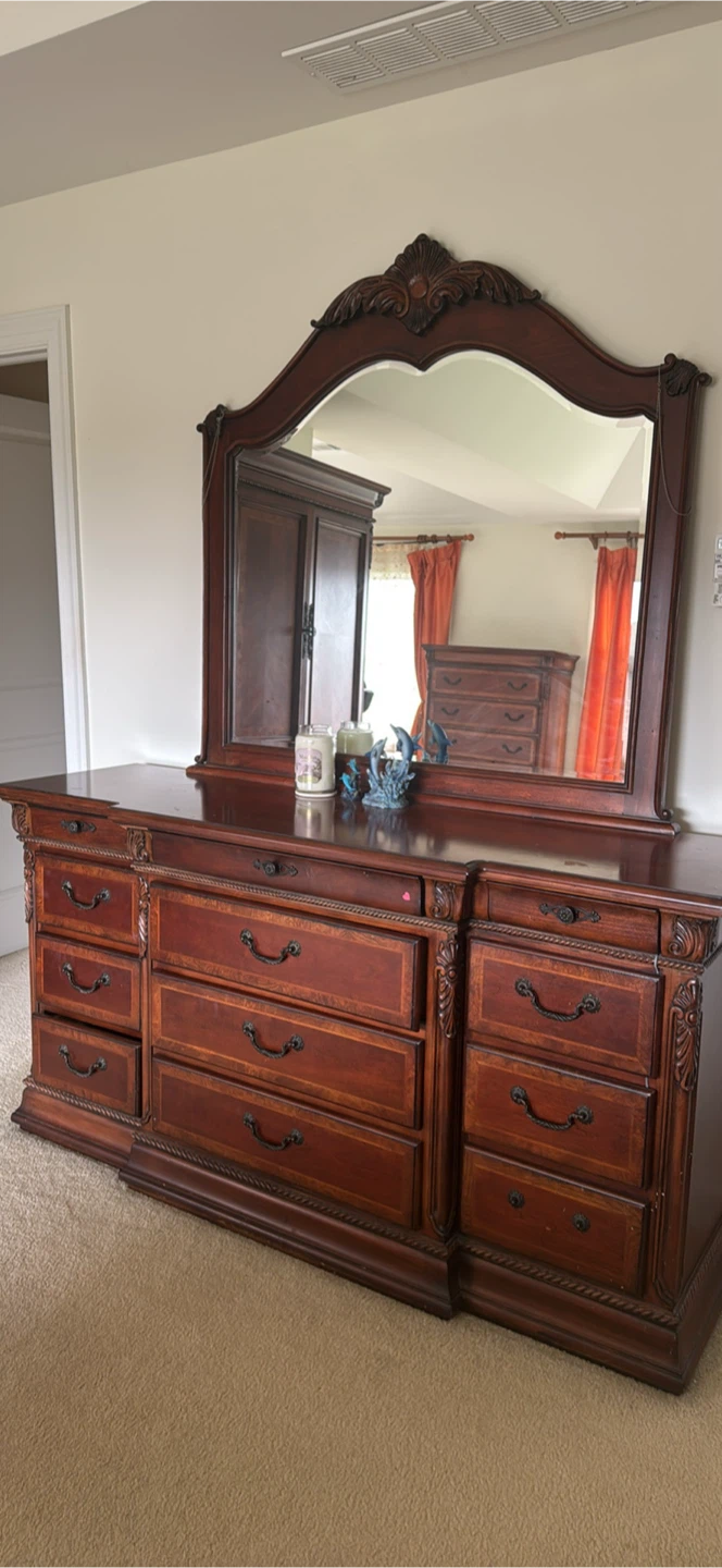 Vintage Wooden Dresser with Mirror - photo 2