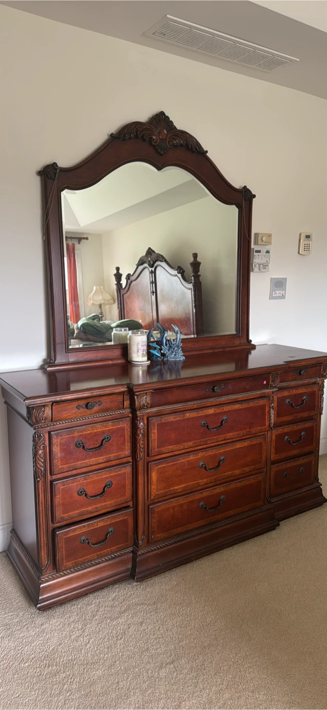 Vintage Wooden Dresser with Mirror