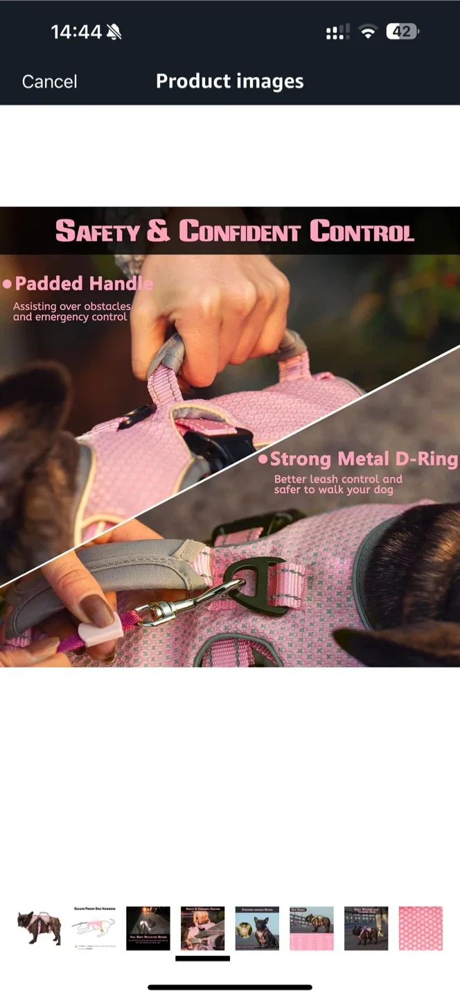 HUNTCOO Pink Dog Harness, Size L image indicator(2)