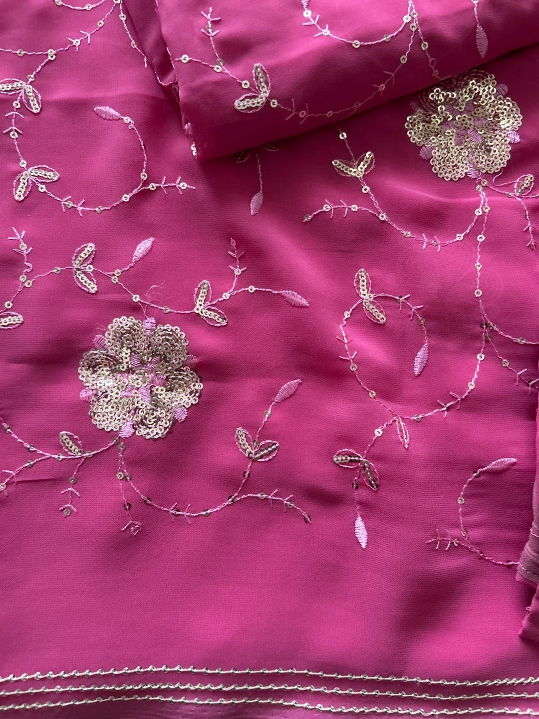 Pink Saree with Embroidered Details image indicator(3)