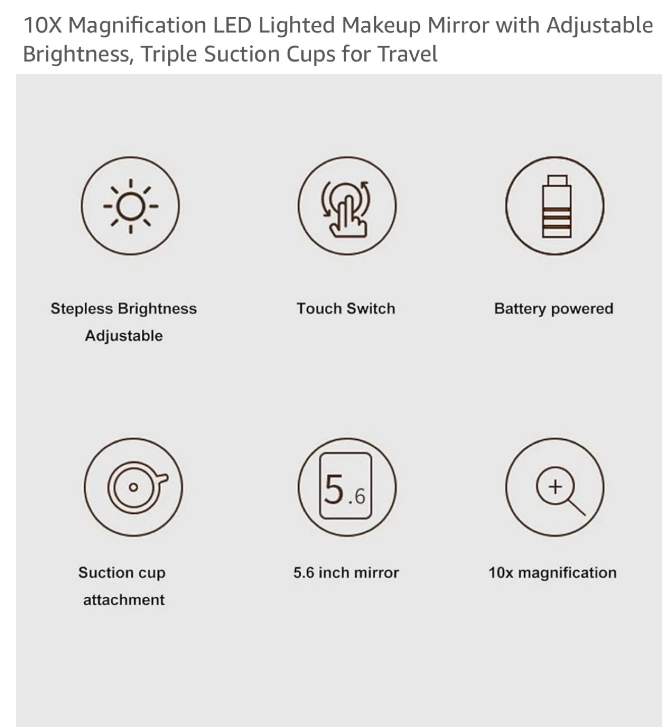 10X Magnification LED Suction Cup Magnifying Mirror image indicator(6)