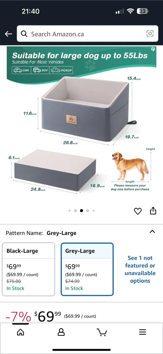 Firepaw Dog Car Seat - Grey image indicator(6)