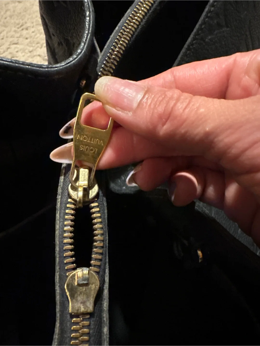 Louis Vuitton Black Monogram Empreinte leather Montaigne GM image indicator(5)