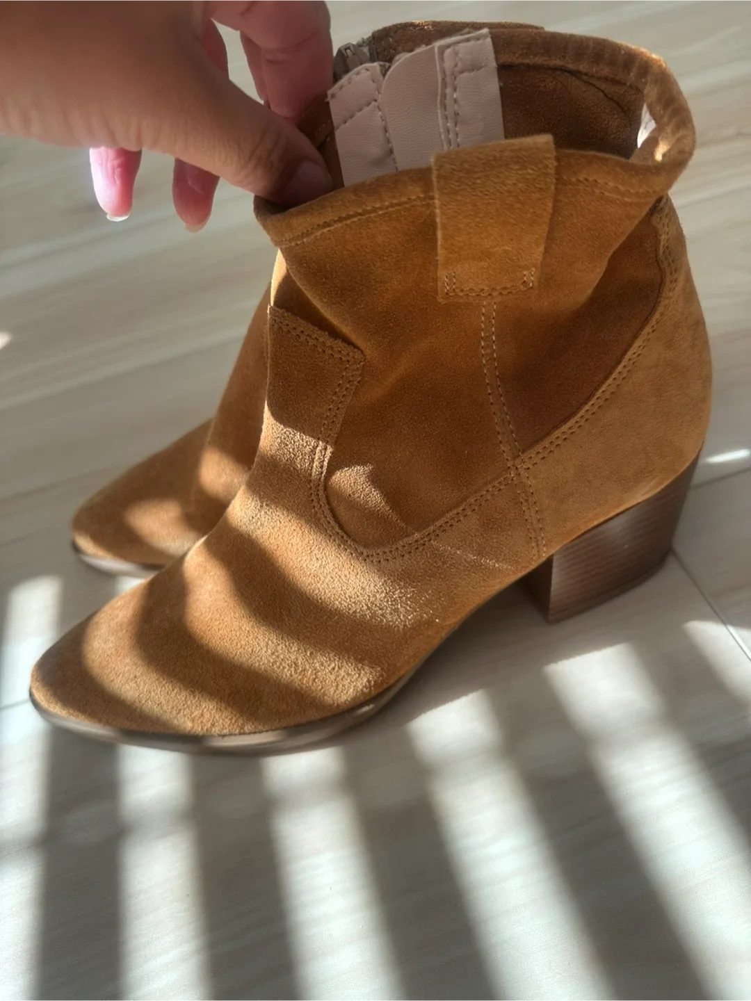 Clarks Suede Heeled Ankle Boots, Size 7.5 image indicator(2)