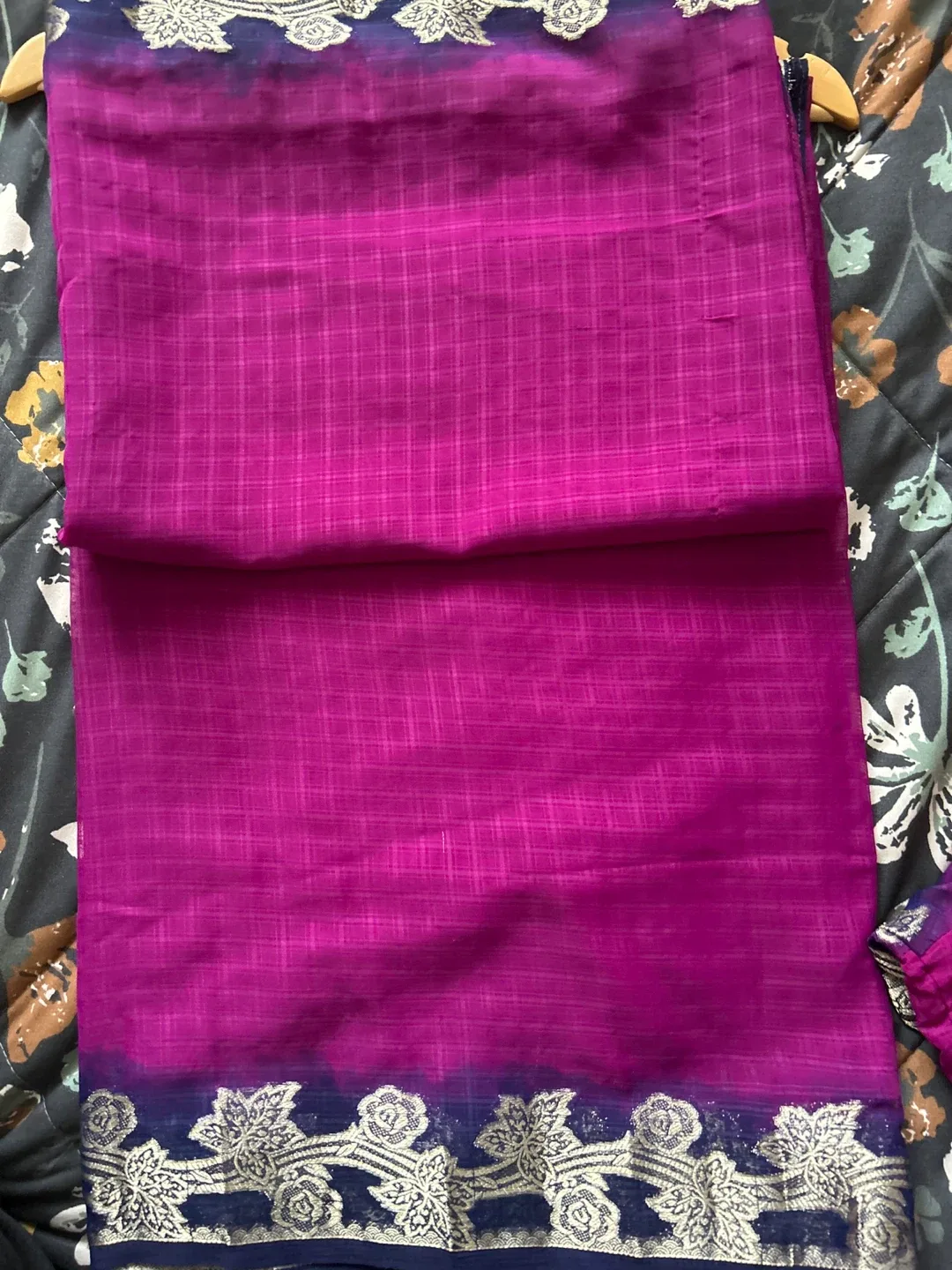 Sari with Blouse (small) - Purple & Navy image indicator(2)