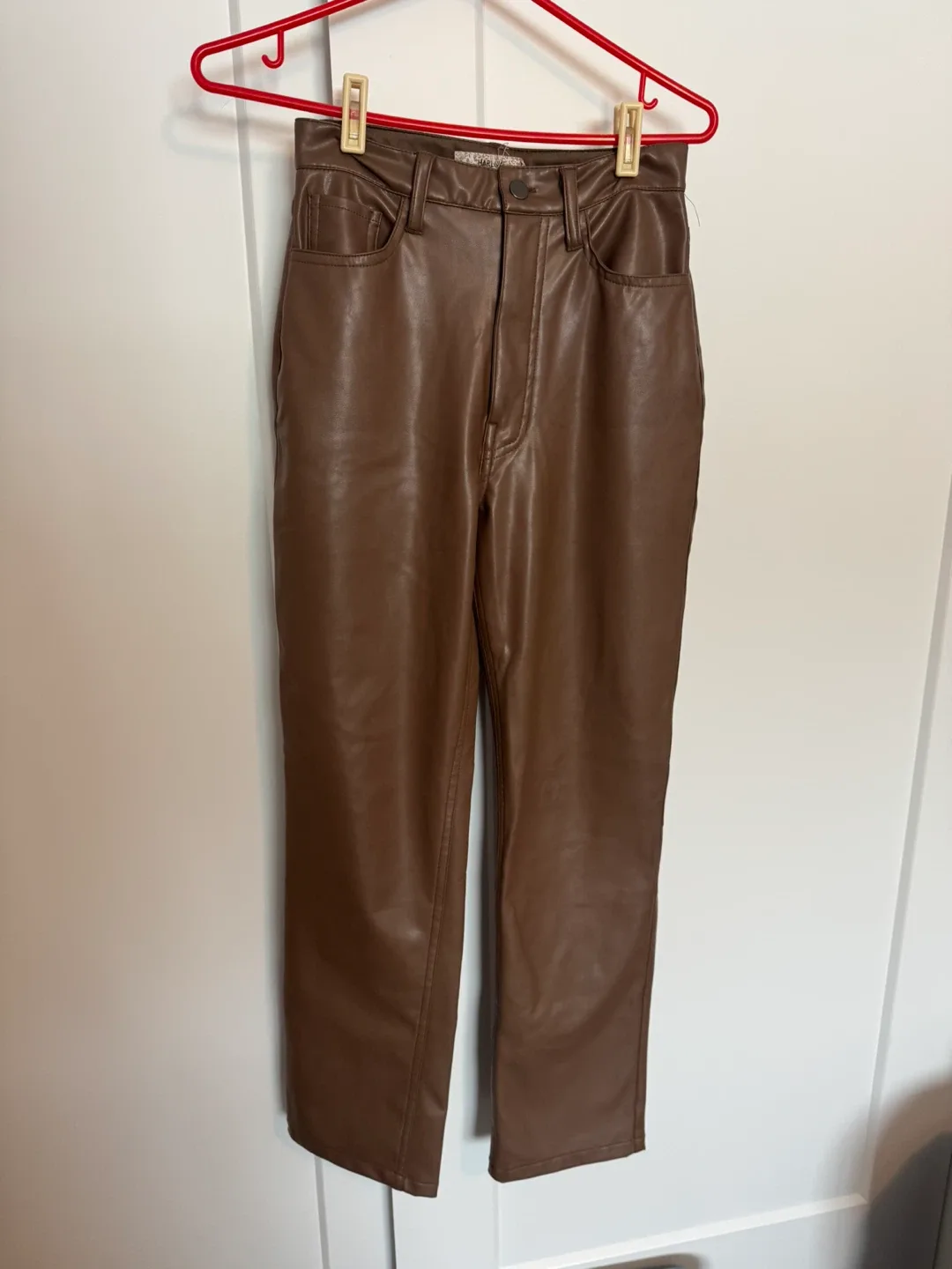 Harlow Brown Faux Leather Pants - Size XS