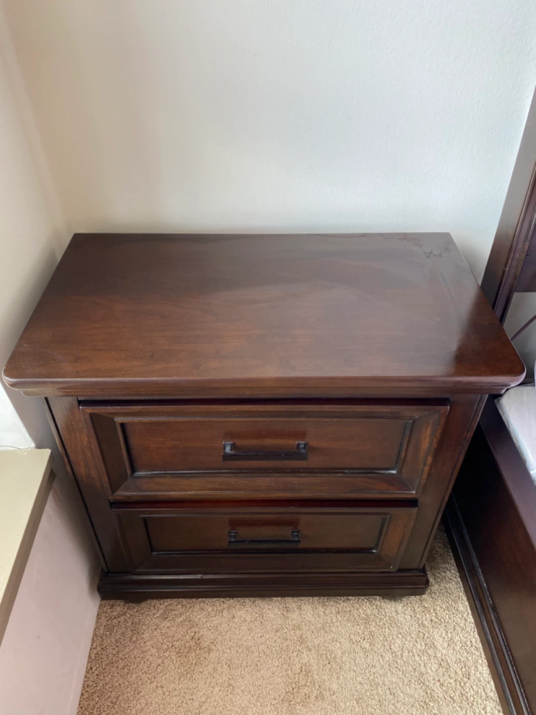 Wood Nightstand with Two Drawers - photo 2