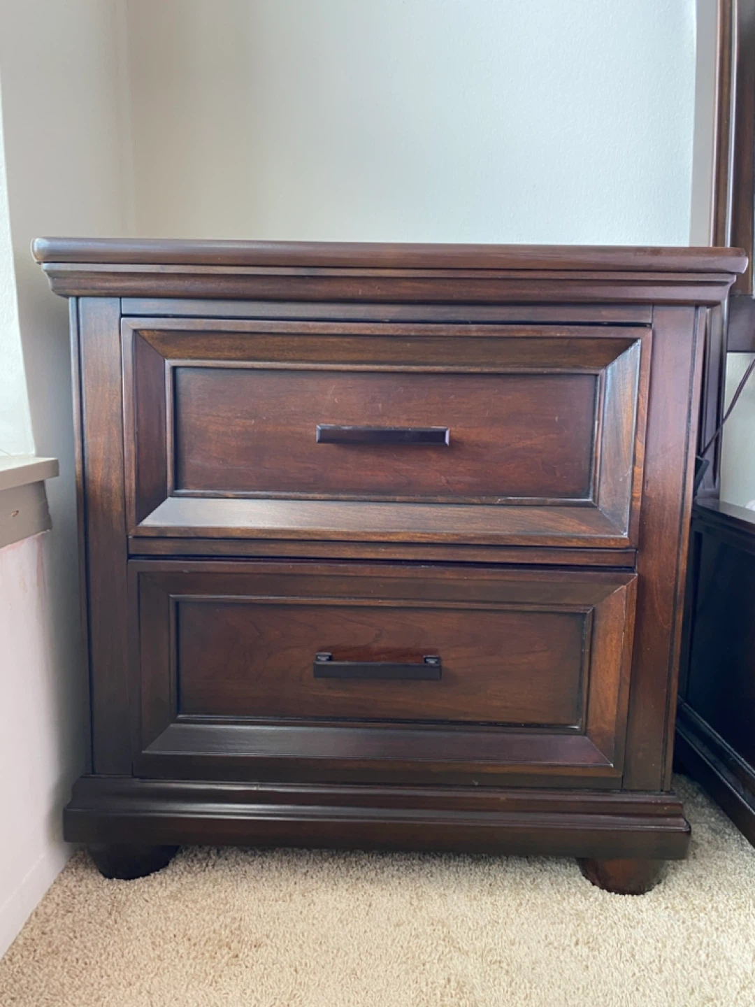 Wood Nightstand with Two Drawers