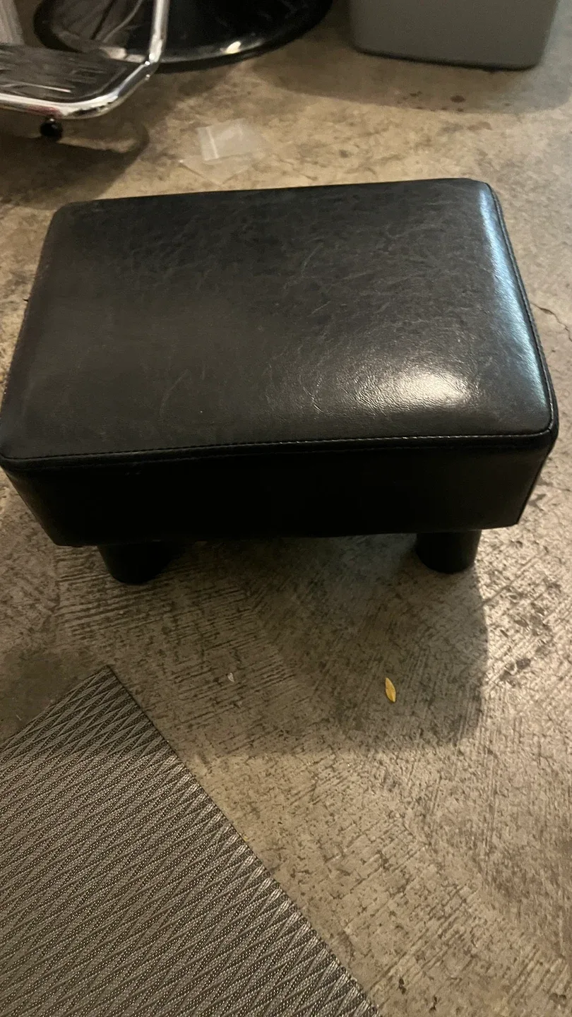 Black Leather Ottoman Footstool thumbnail