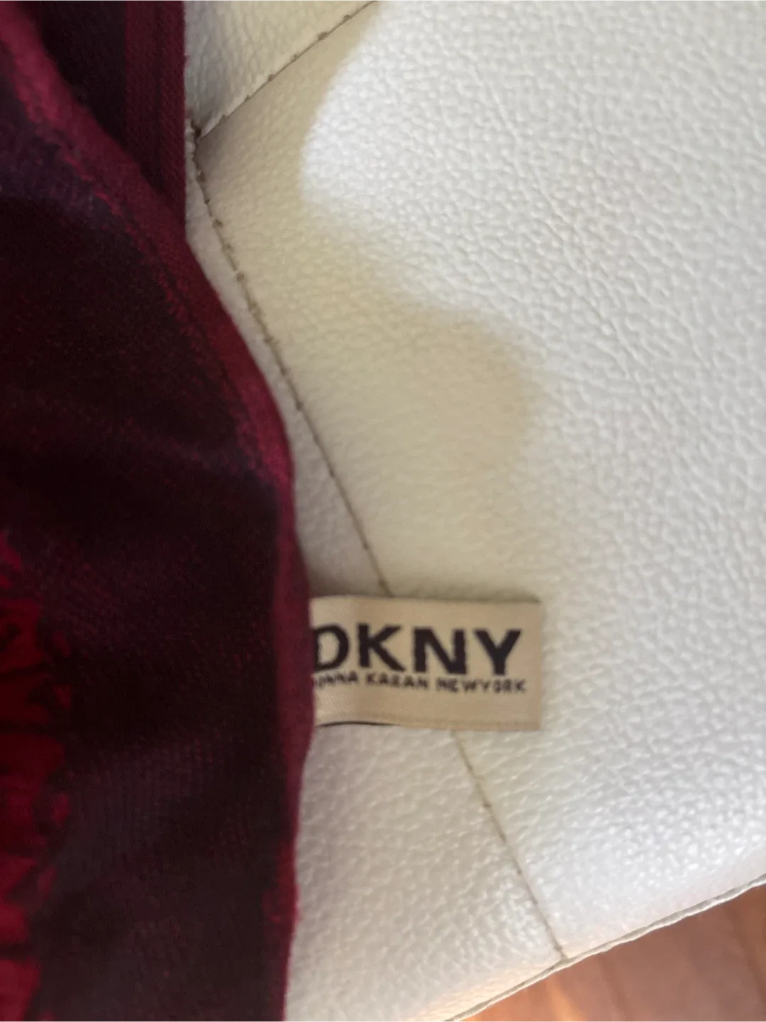 DKNY red Scarf - 50% Wool & 50% Cotton image indicator(2)