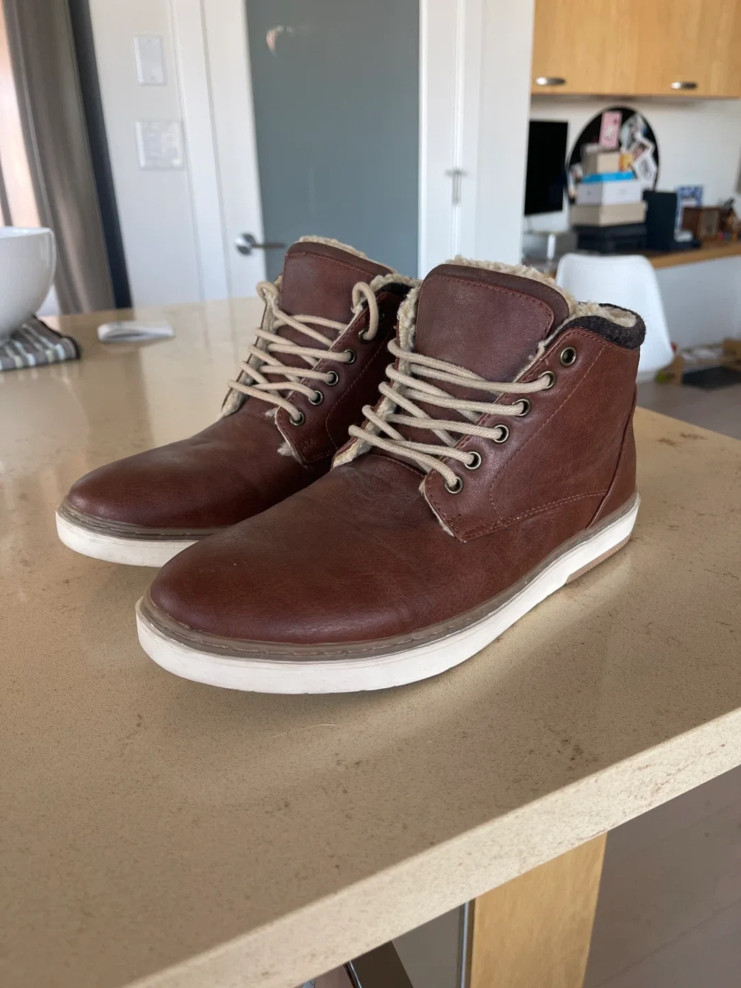 Brown Leather Lace-Up Ankle Boots thumbnail