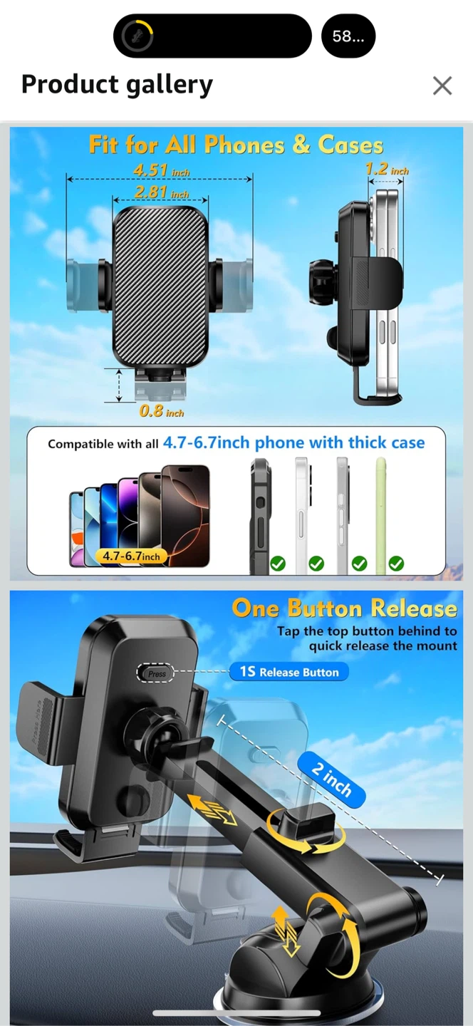 New Gipsot Car Phone Holder - Black - photo 4