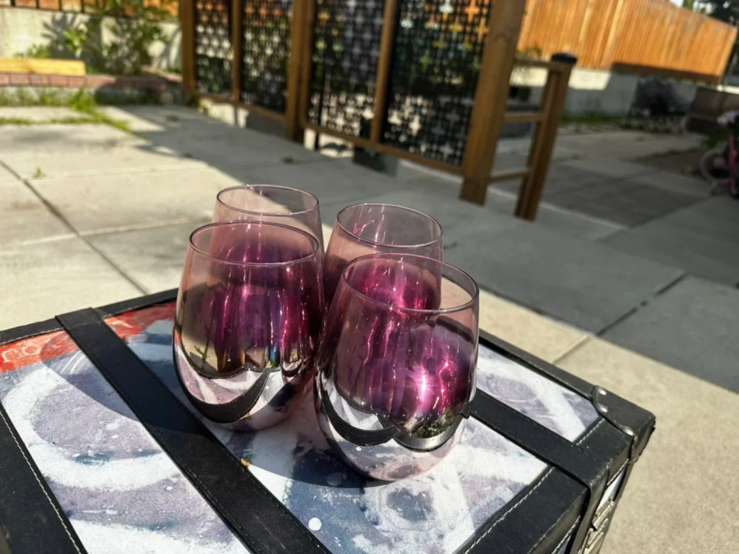 Set of 4 Purple Stemless Wine Glasses thumbnail