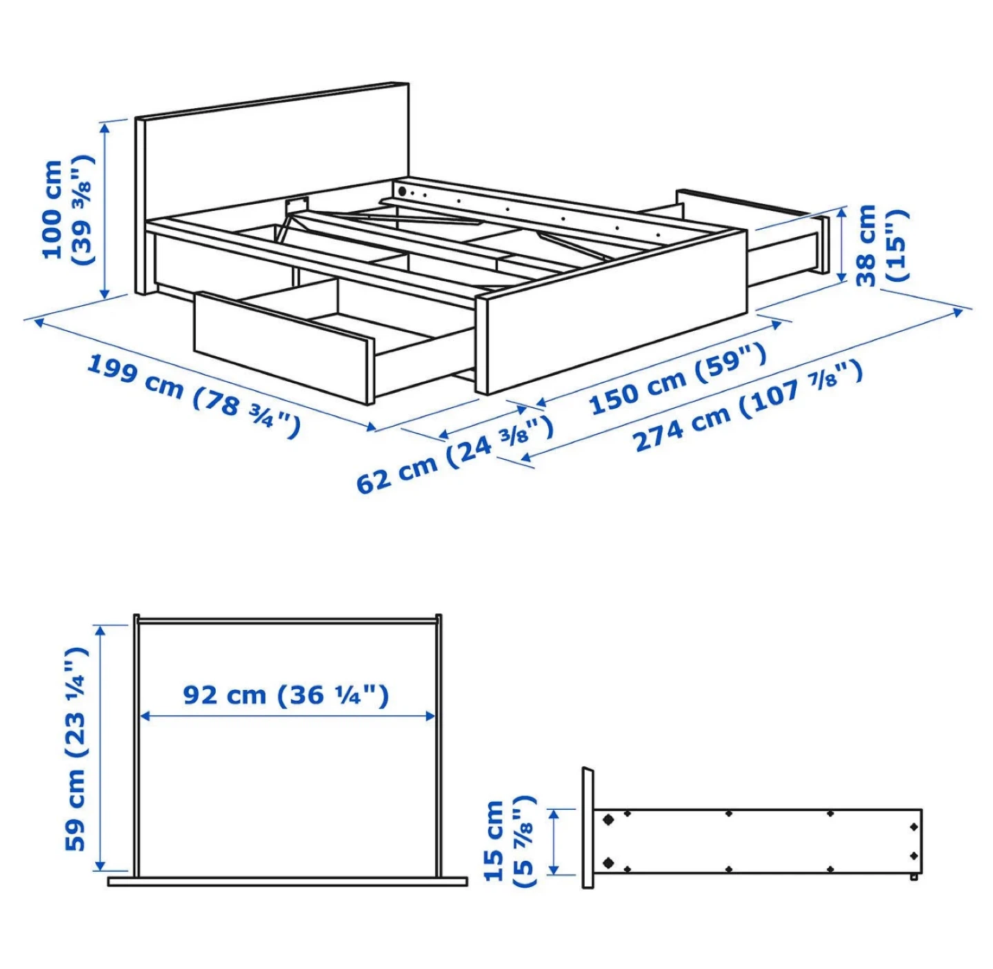 IKEA Brimnes Bed Frame with Storage - photo 3