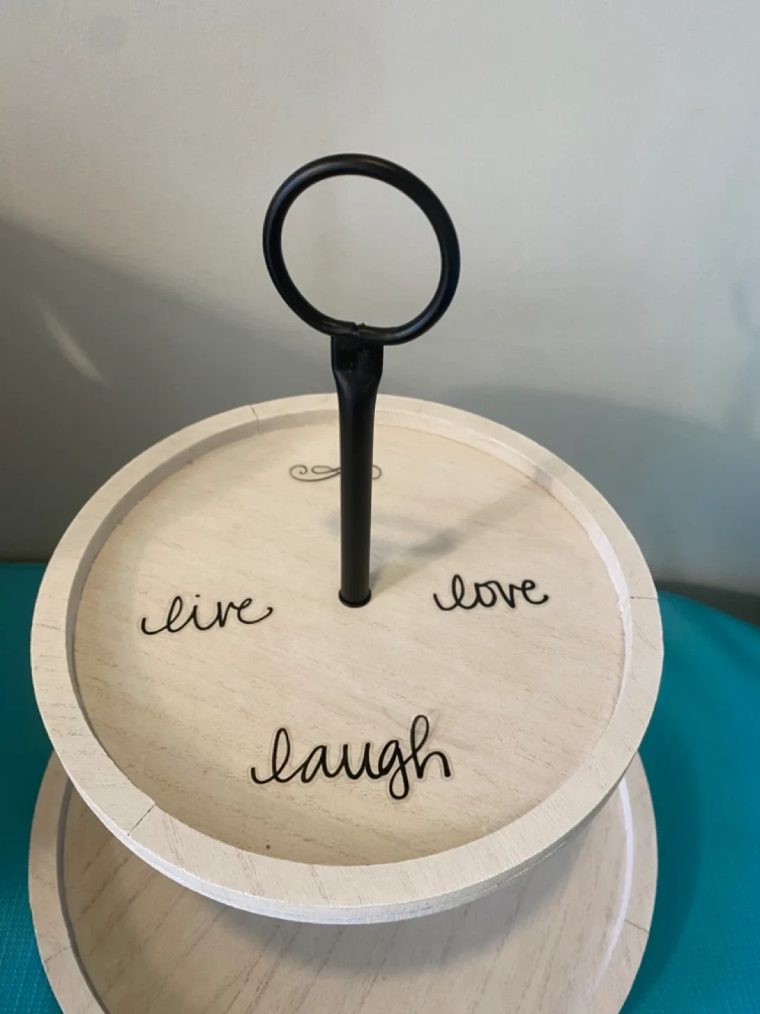 Two-Tiered Wooden Tray - Live, Love, Laugh image indicator(3)