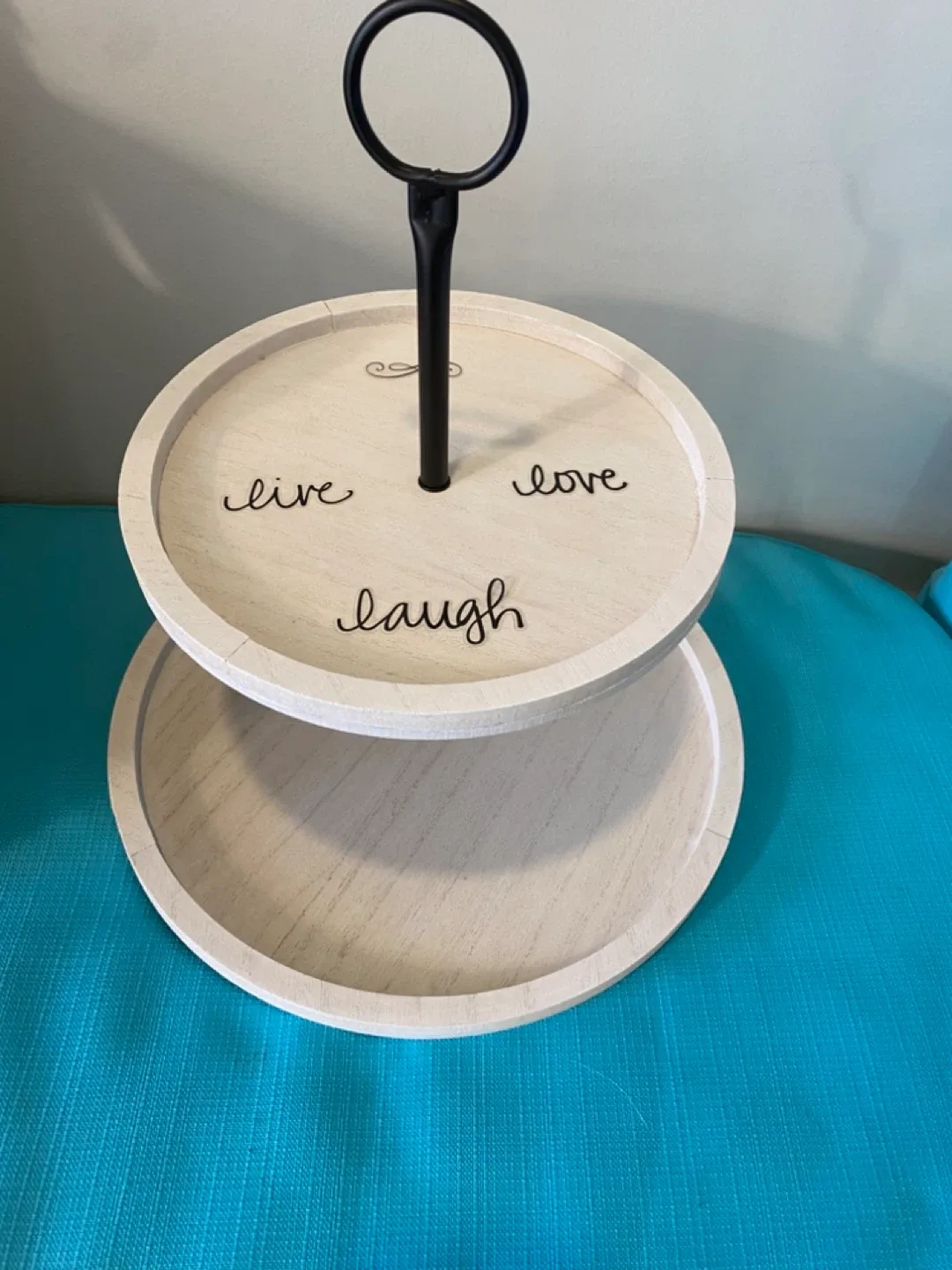 Two-Tiered Wooden Tray - Live, Love, Laugh image indicator(2)