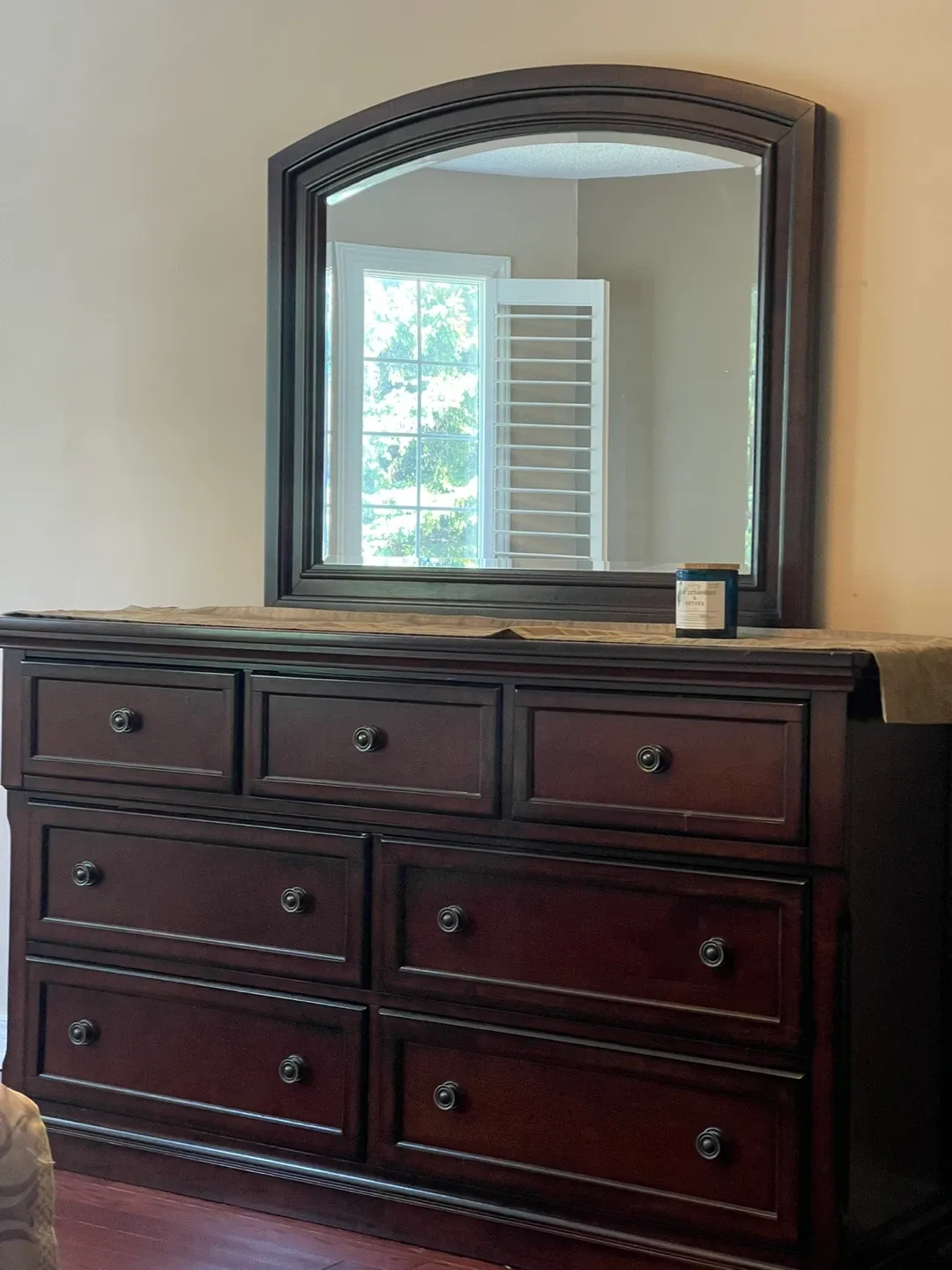 Dark Wood Dresser with Mirror image indicator(2)