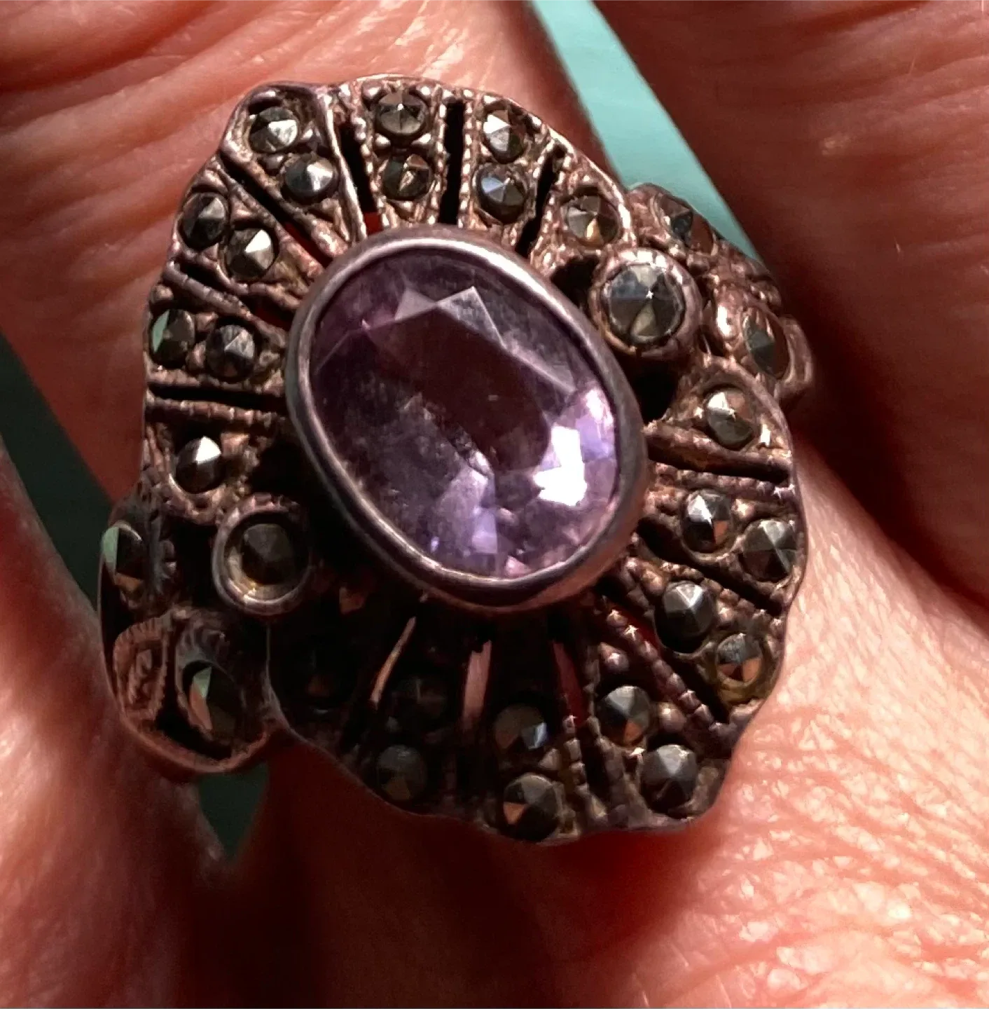 art deco pave silver ring image indicator(3)