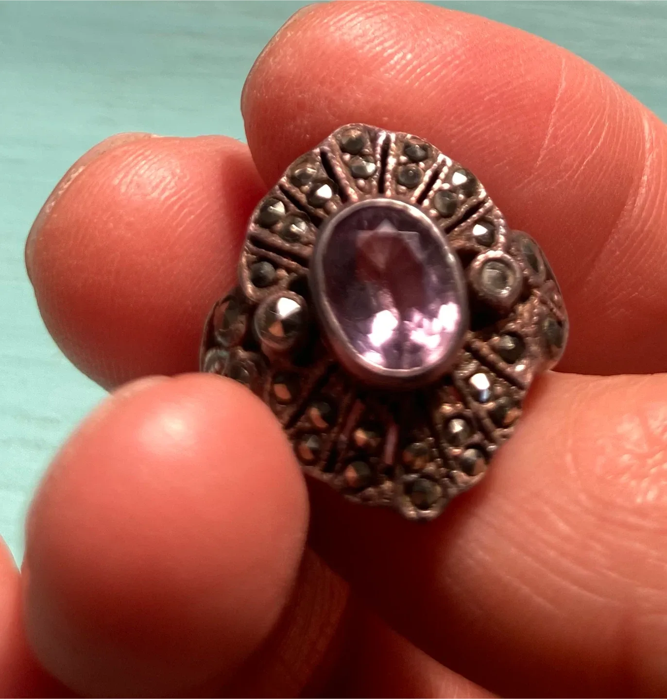 art deco pave silver ring image indicator(5)