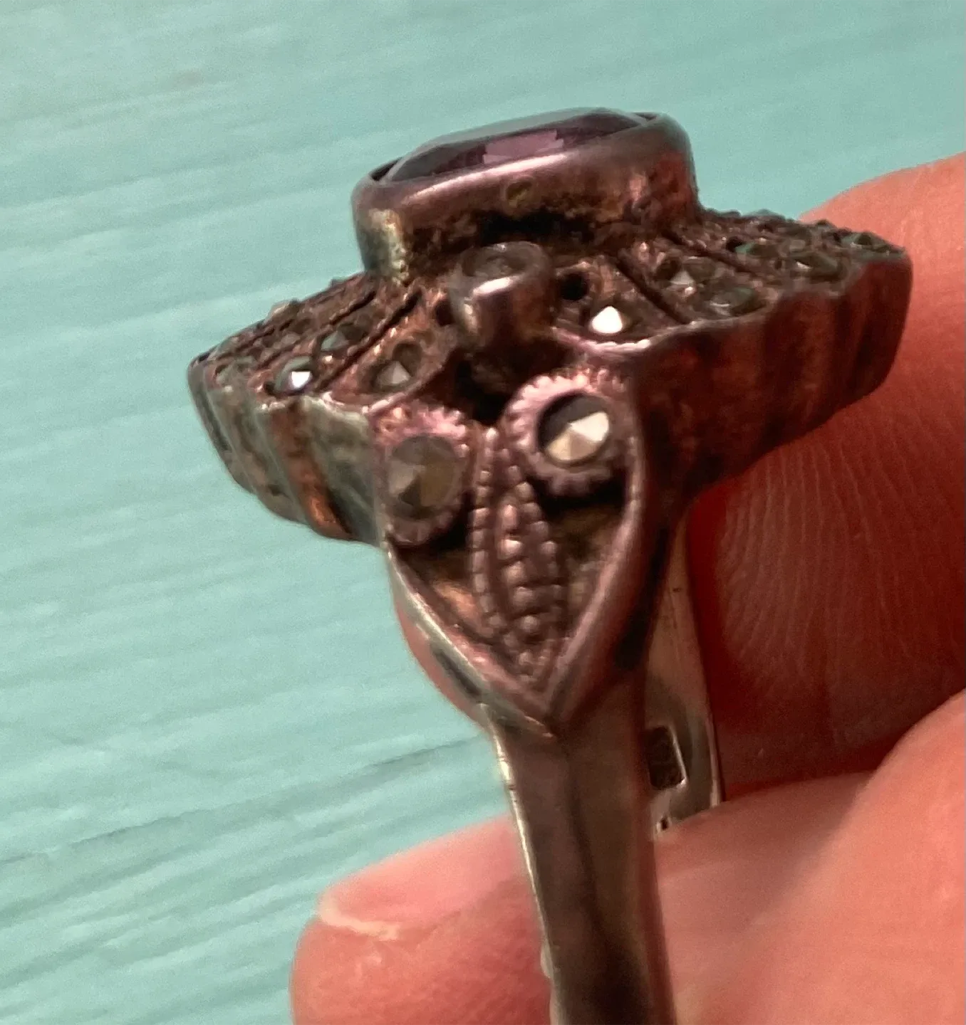 art deco pave silver ring image indicator(6)