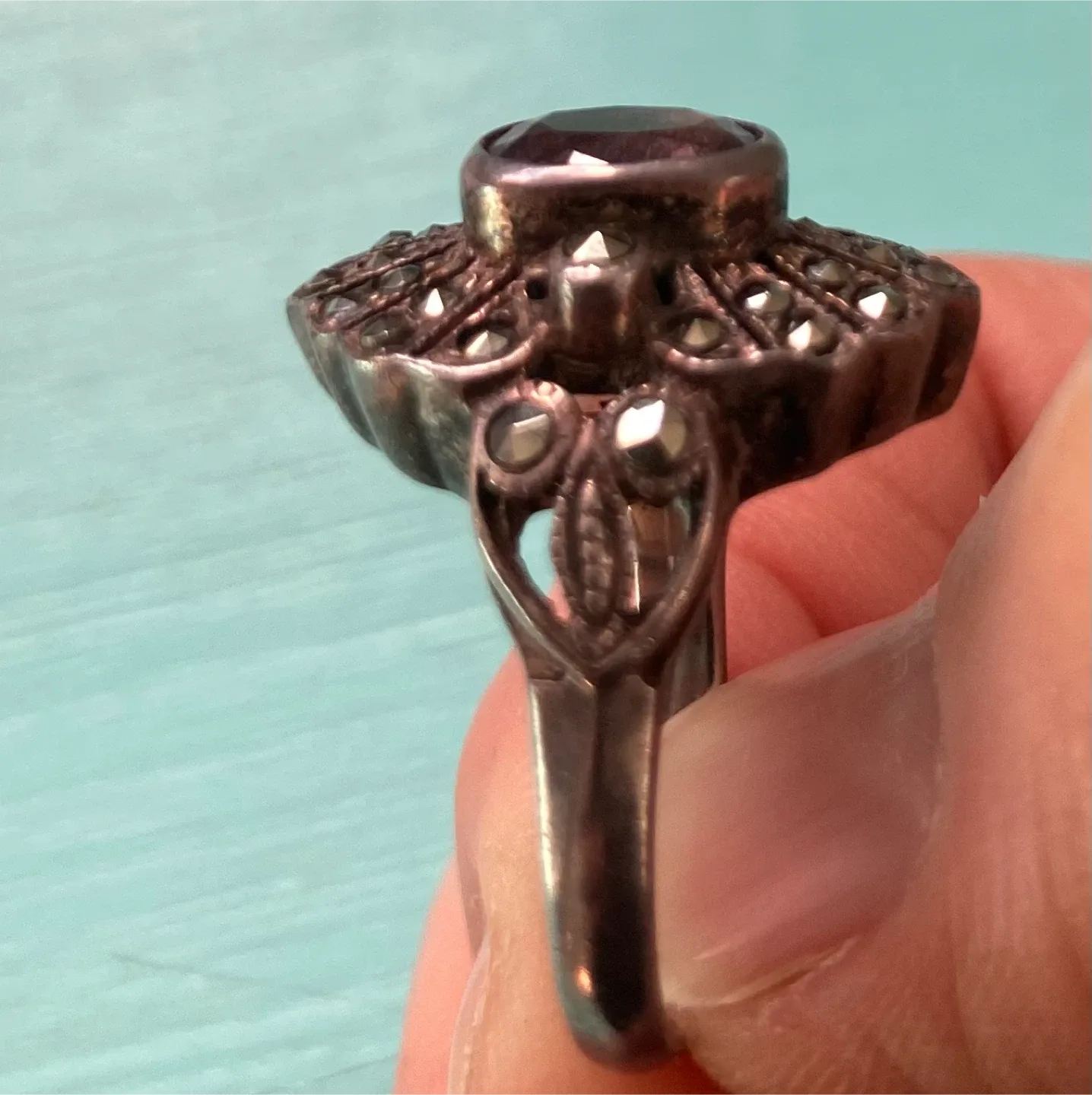 art deco pave silver ring image indicator(4)