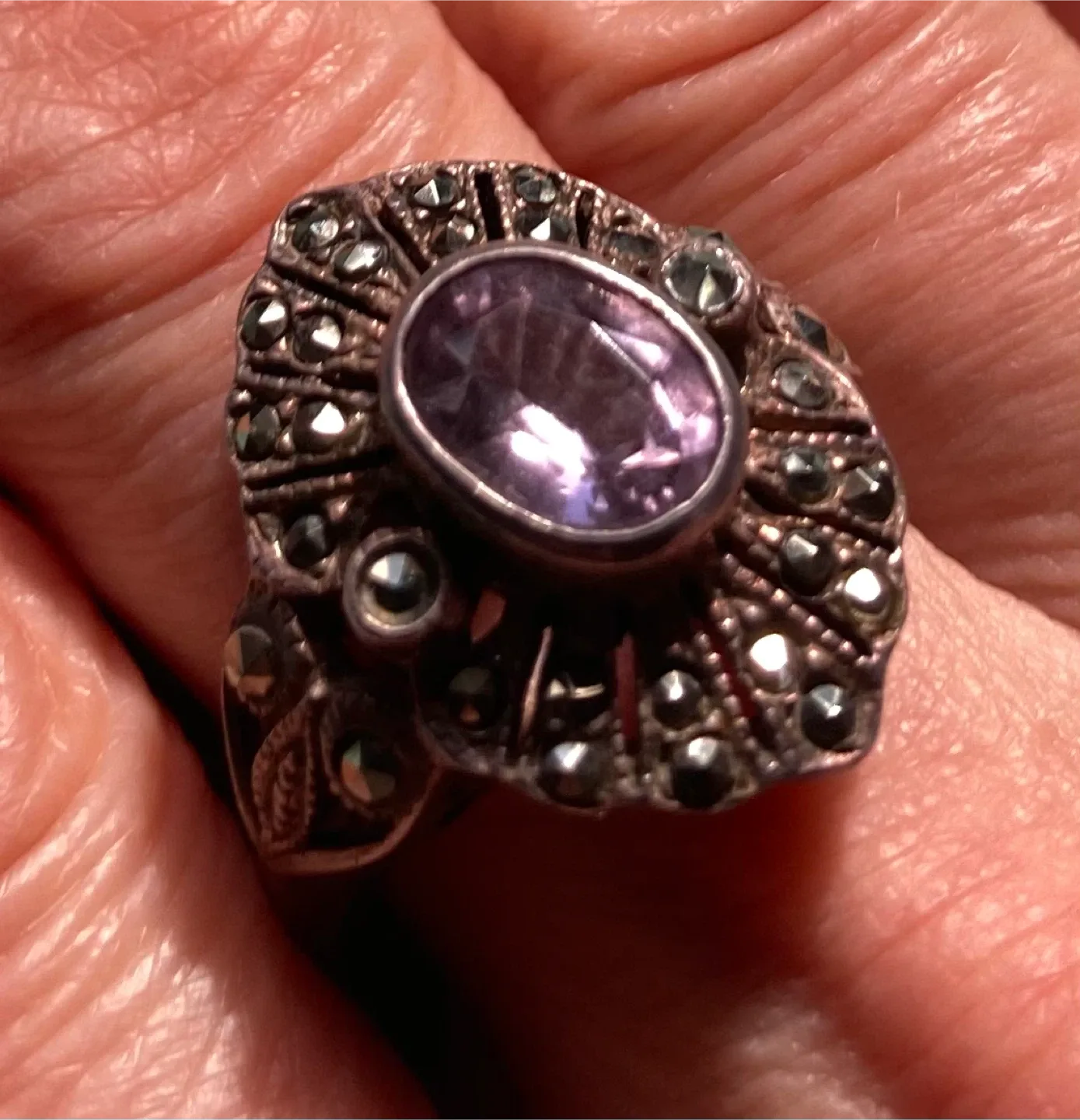 art deco pave silver ring image indicator(2)