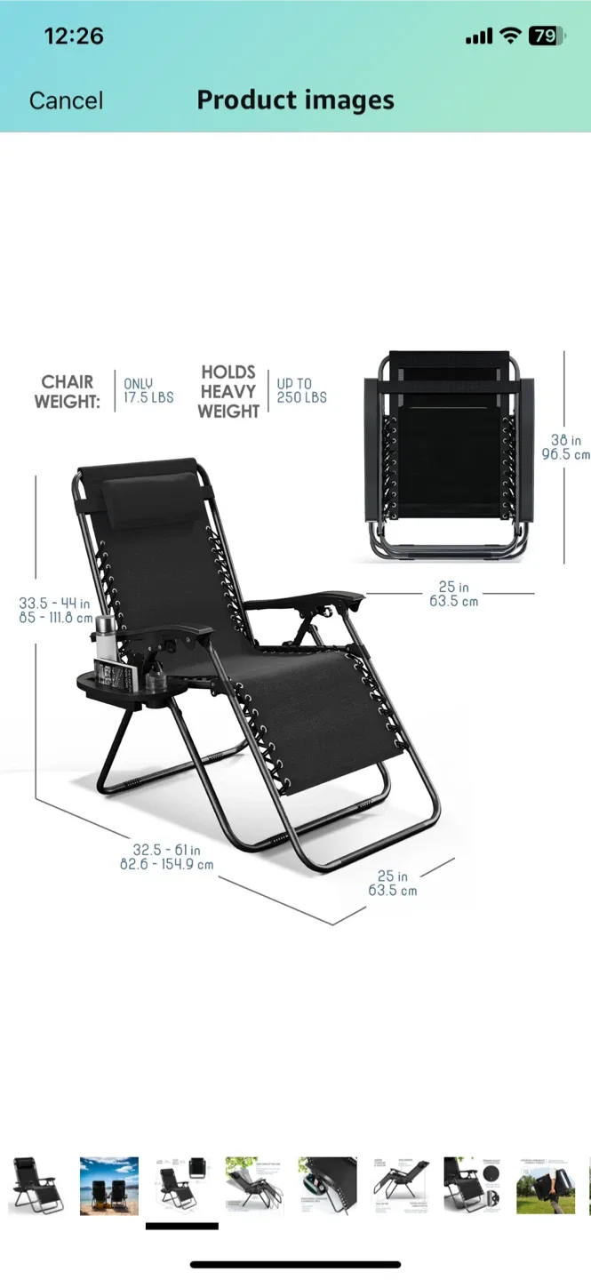 Zero Gravity Lounge Chair - Black image indicator(2)