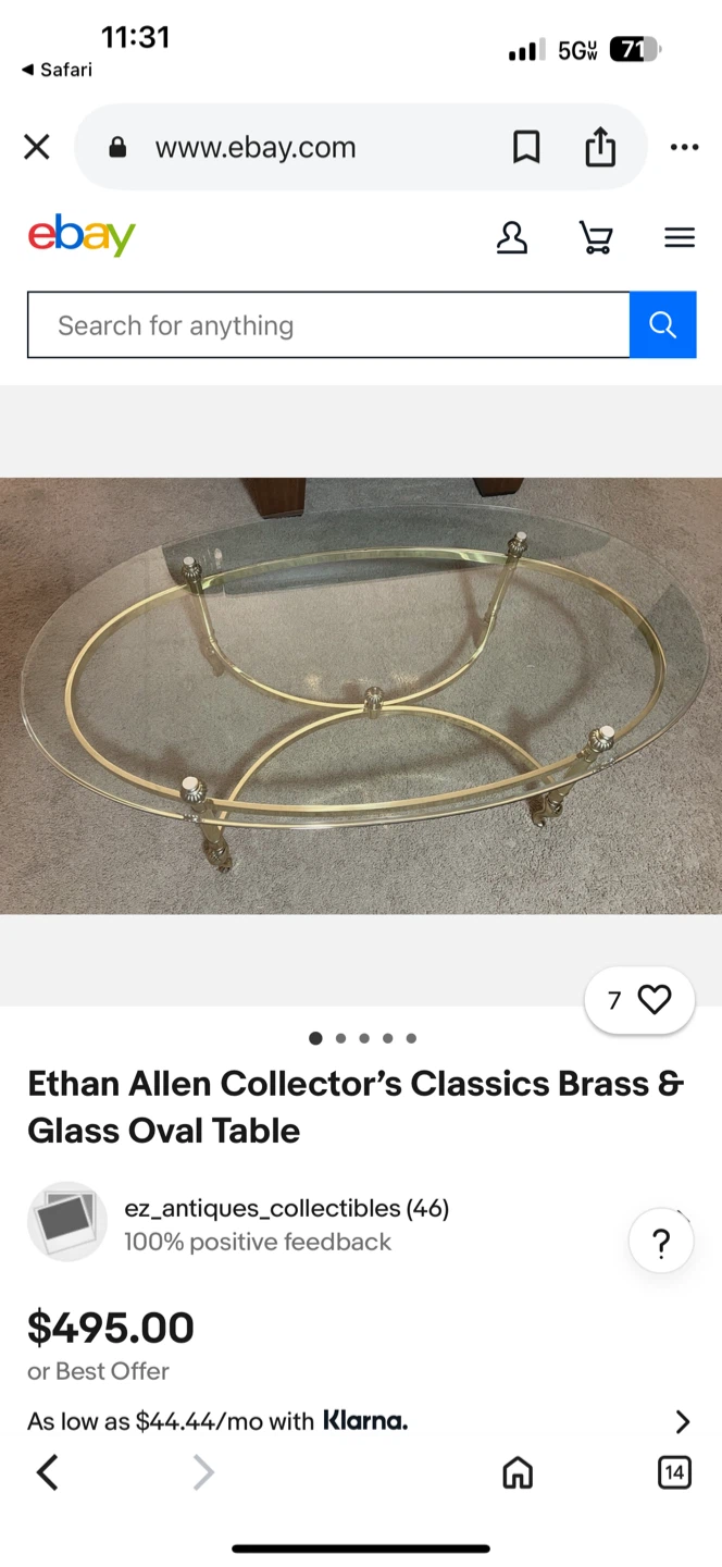 Ethan Allen Collector's Classics Brass & Glass Oval Table - photo 3