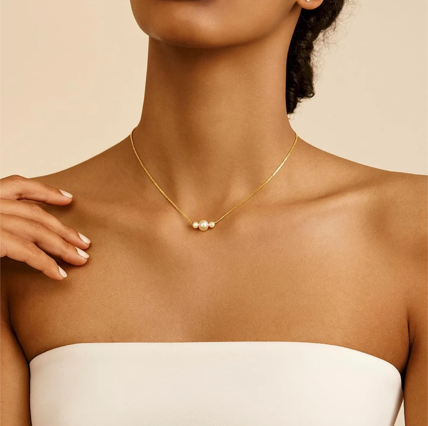 Dainty Pearl Choker Necklace - New image indicator(2)