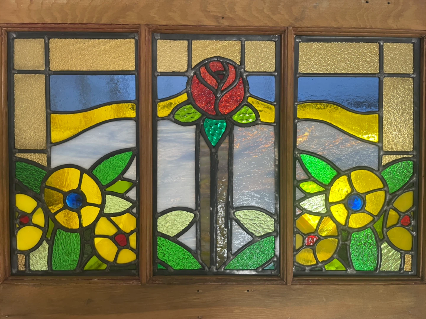 Stained Glass Window Panel - Floral Design