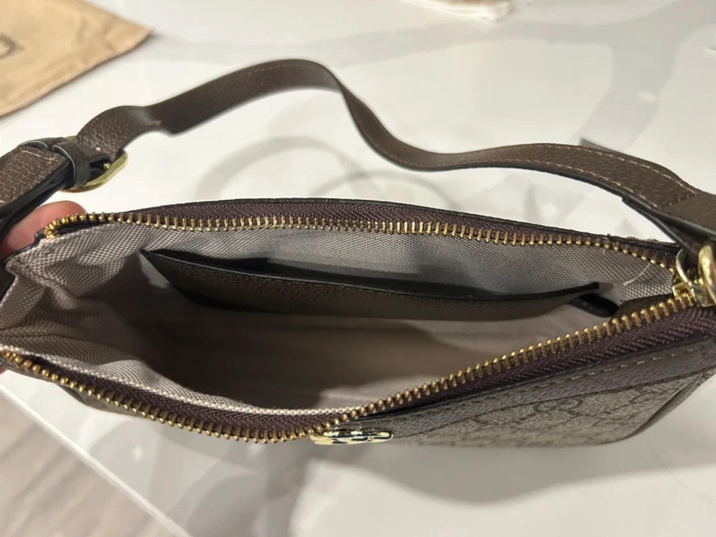 Gucci Brown GG Marmont Mini Baguette image indicator(2)