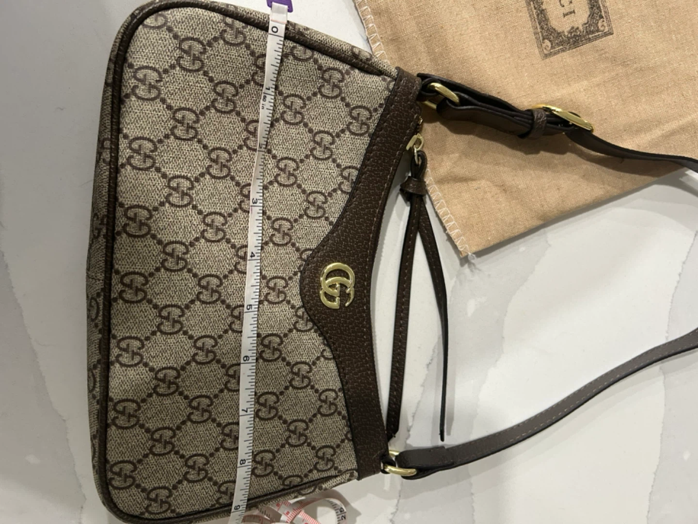 Gucci Brown GG Marmont Mini Baguette - photo 5