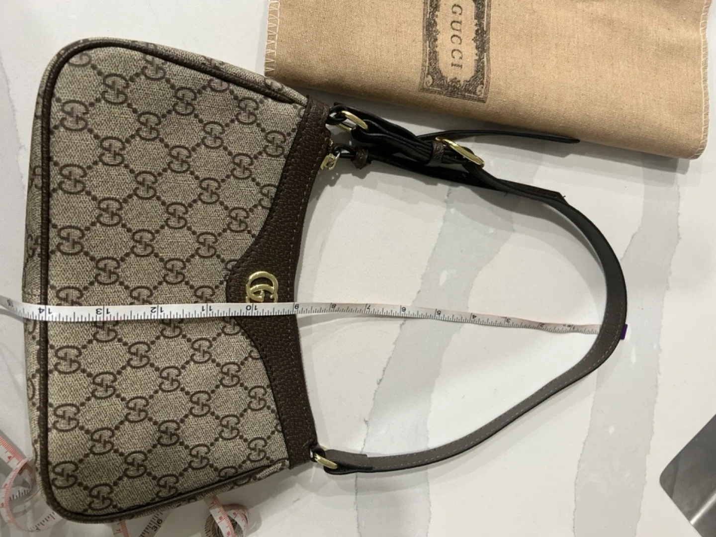 Gucci Brown GG Marmont Mini Baguette image indicator(7)