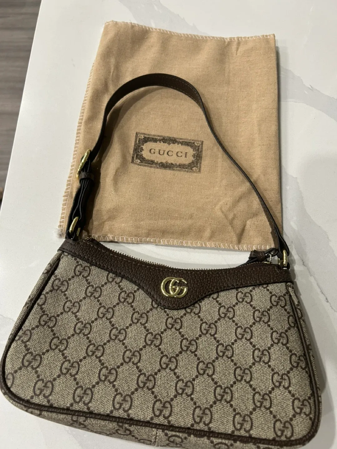 Gucci Brown GG Marmont Mini Baguette image indicator(8)