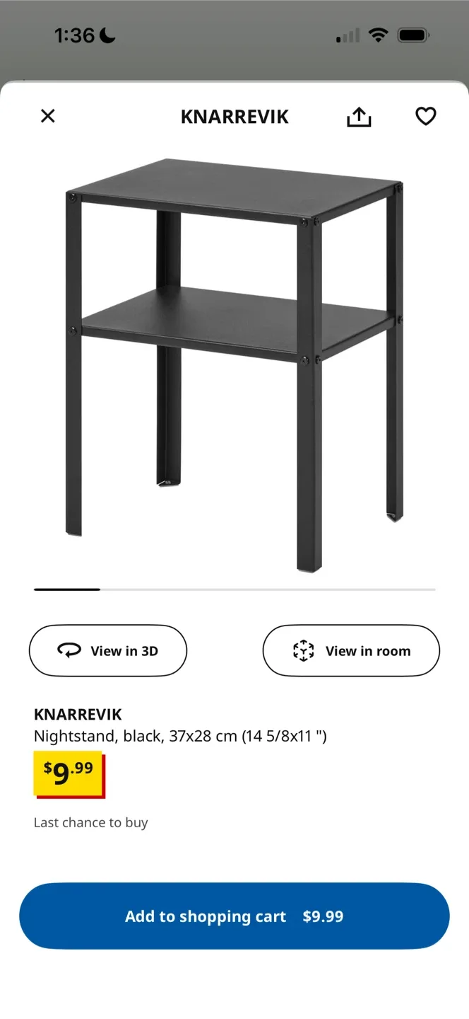 IKEA Black Nightstand - 37x28 cm thumbnail