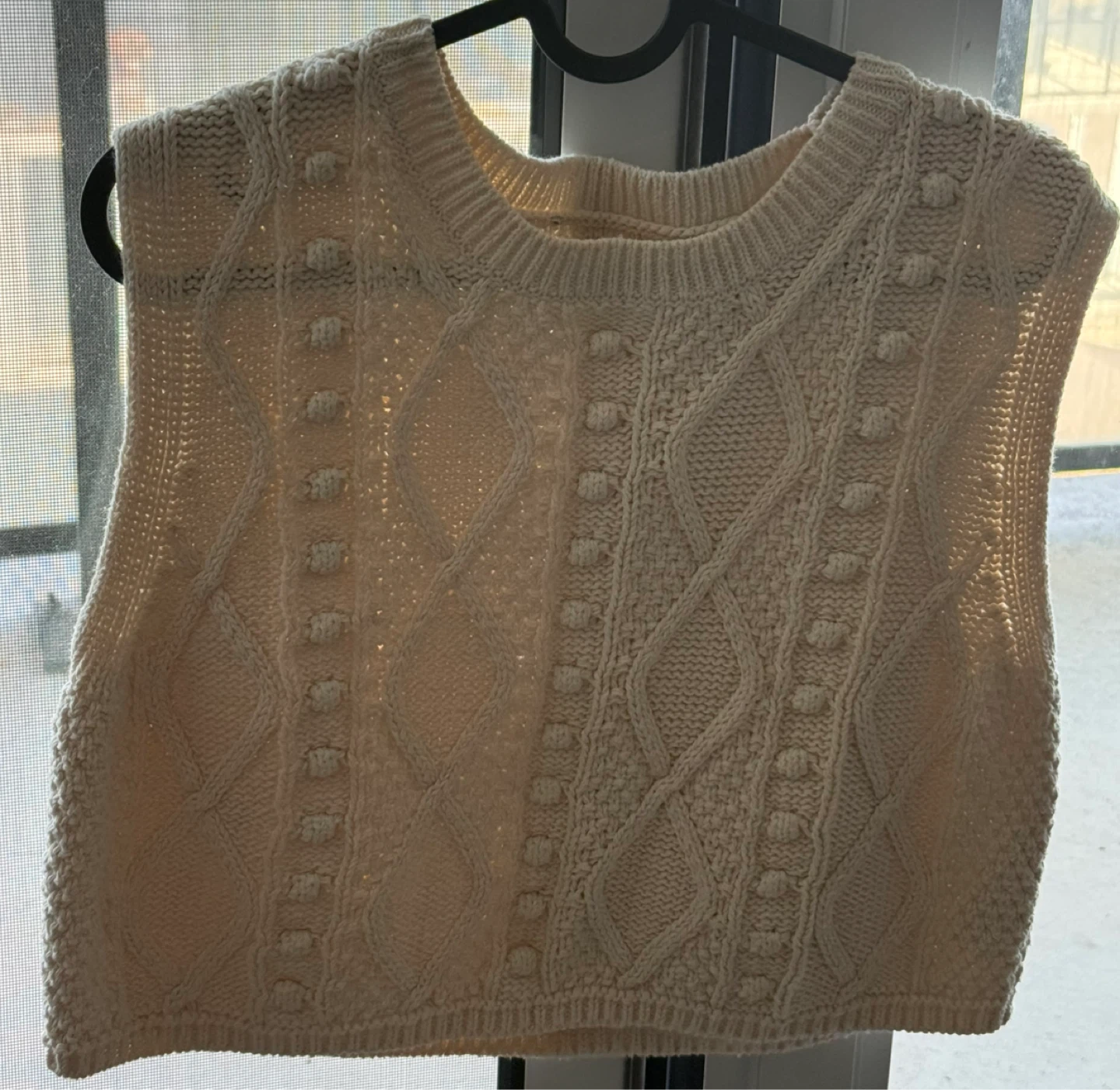 Cream Knit Sleeveless Top