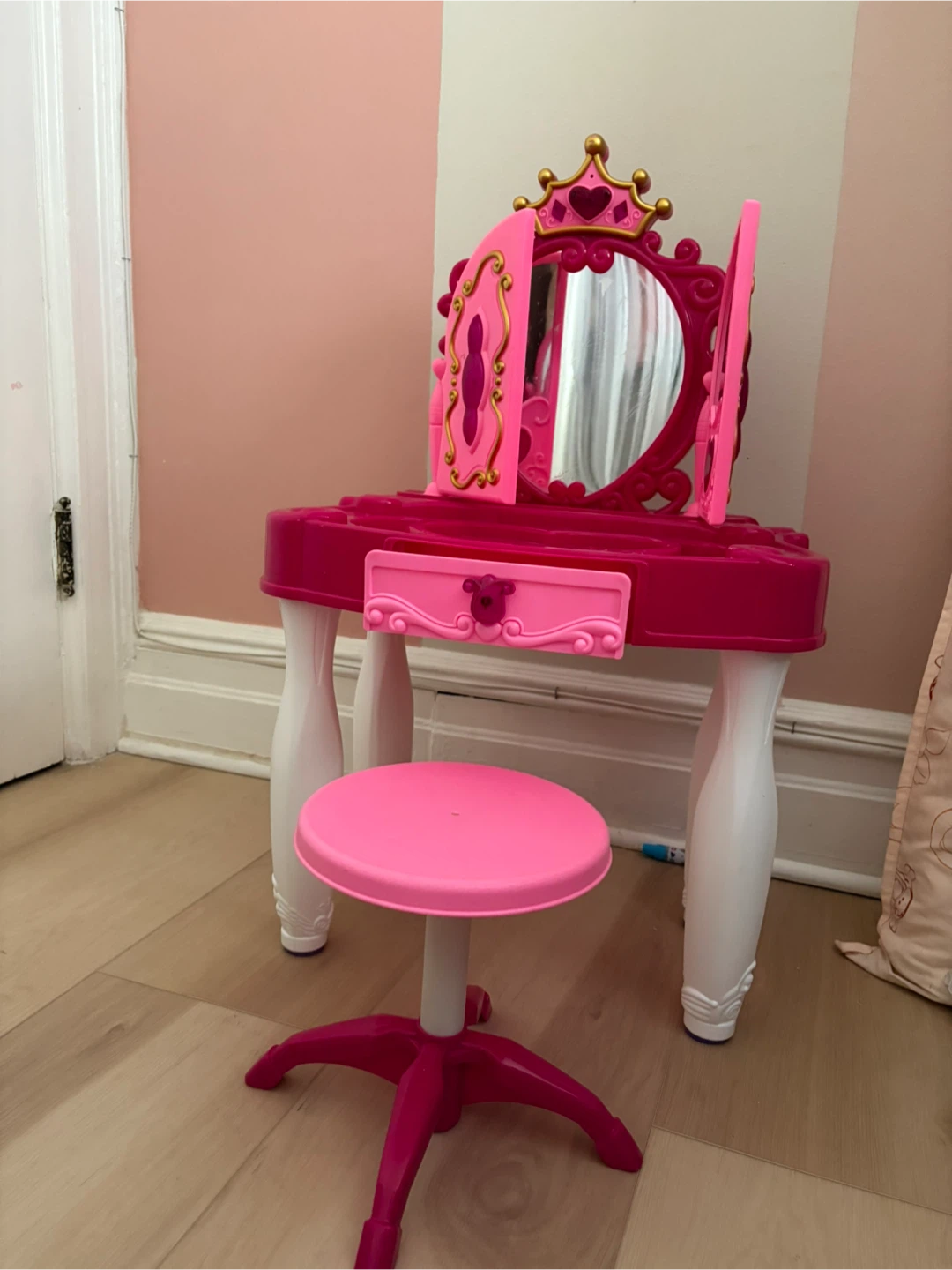Pink Princess Vanity Table with Stool